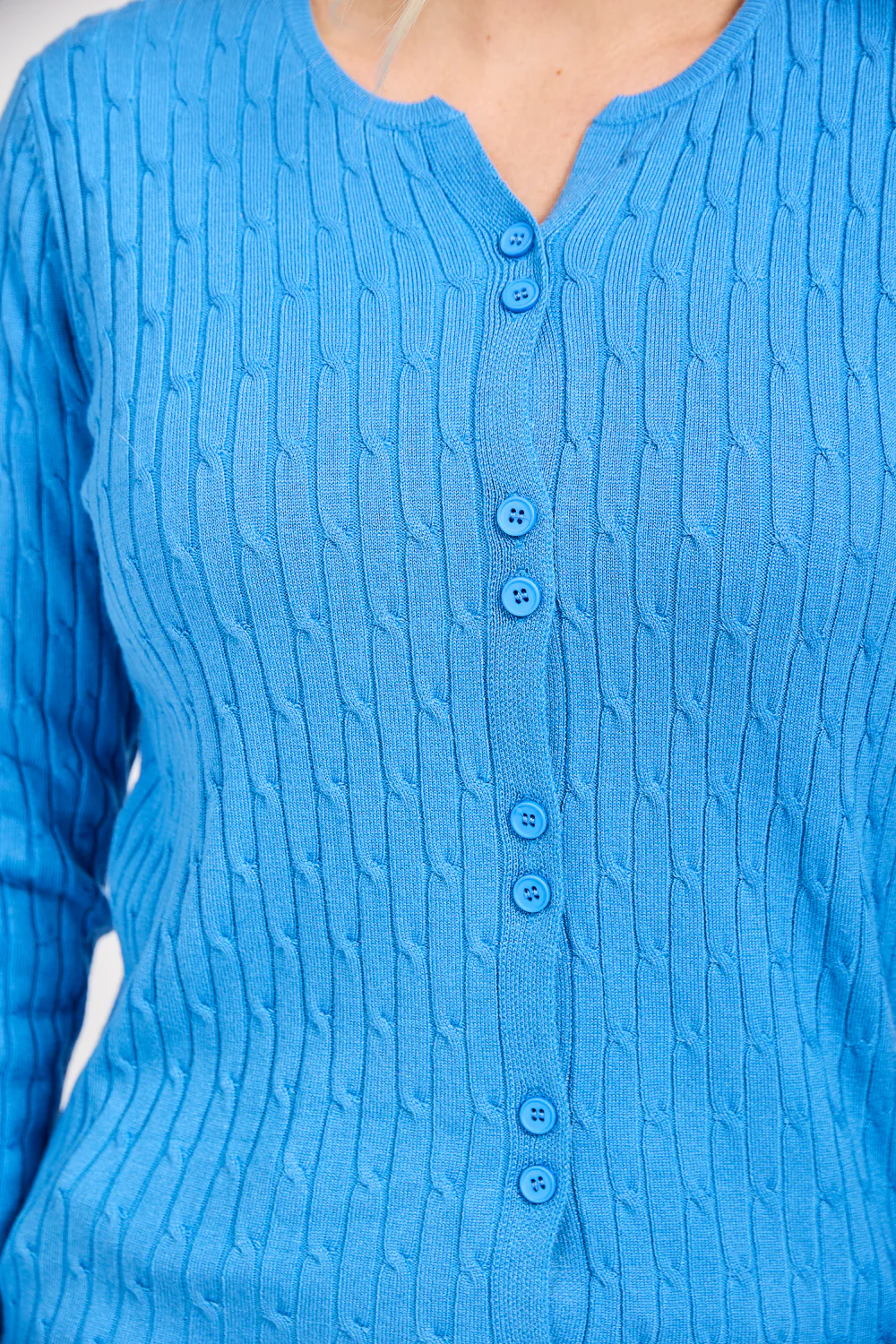 All Over Cable Button Cardigan ā Blue - Image 5