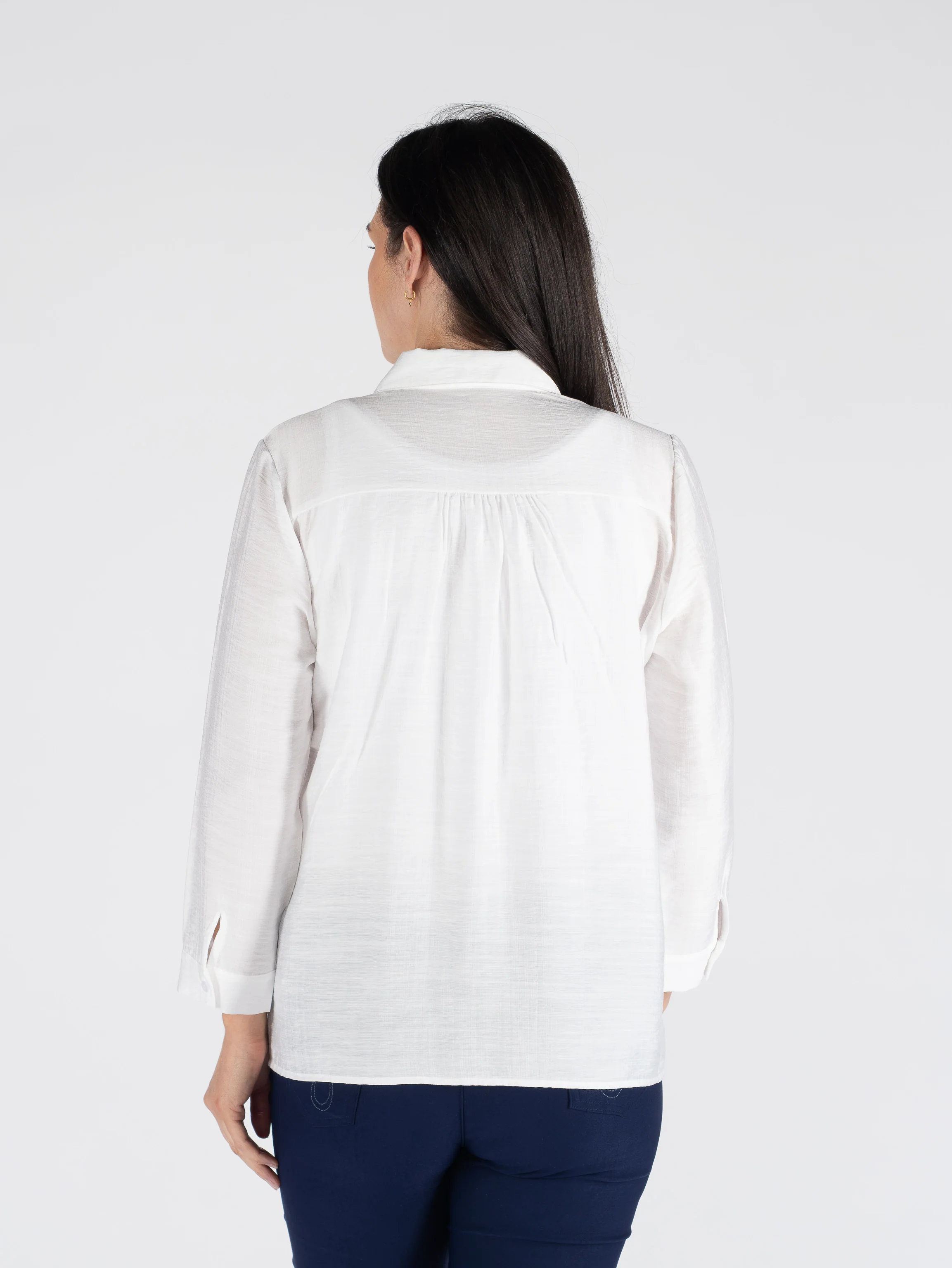 B30757  COSMETICS PRINT BLOUSE FANCY BUTTON LONG WHITE - Image 5