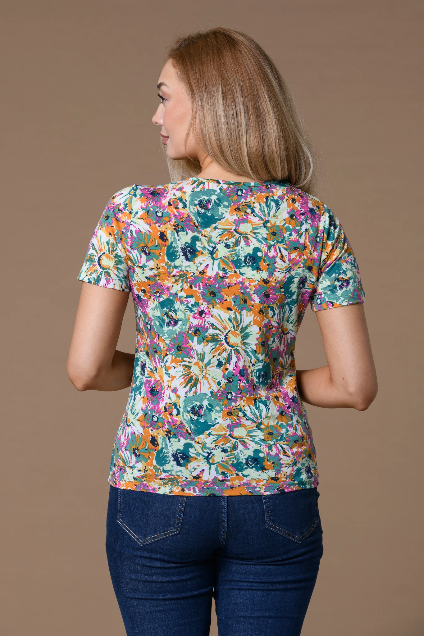 Busy Flower V Neck GREEN - Image 2