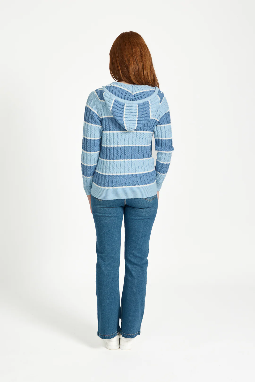 Cable Zip Hoodie – Blue - Image 4