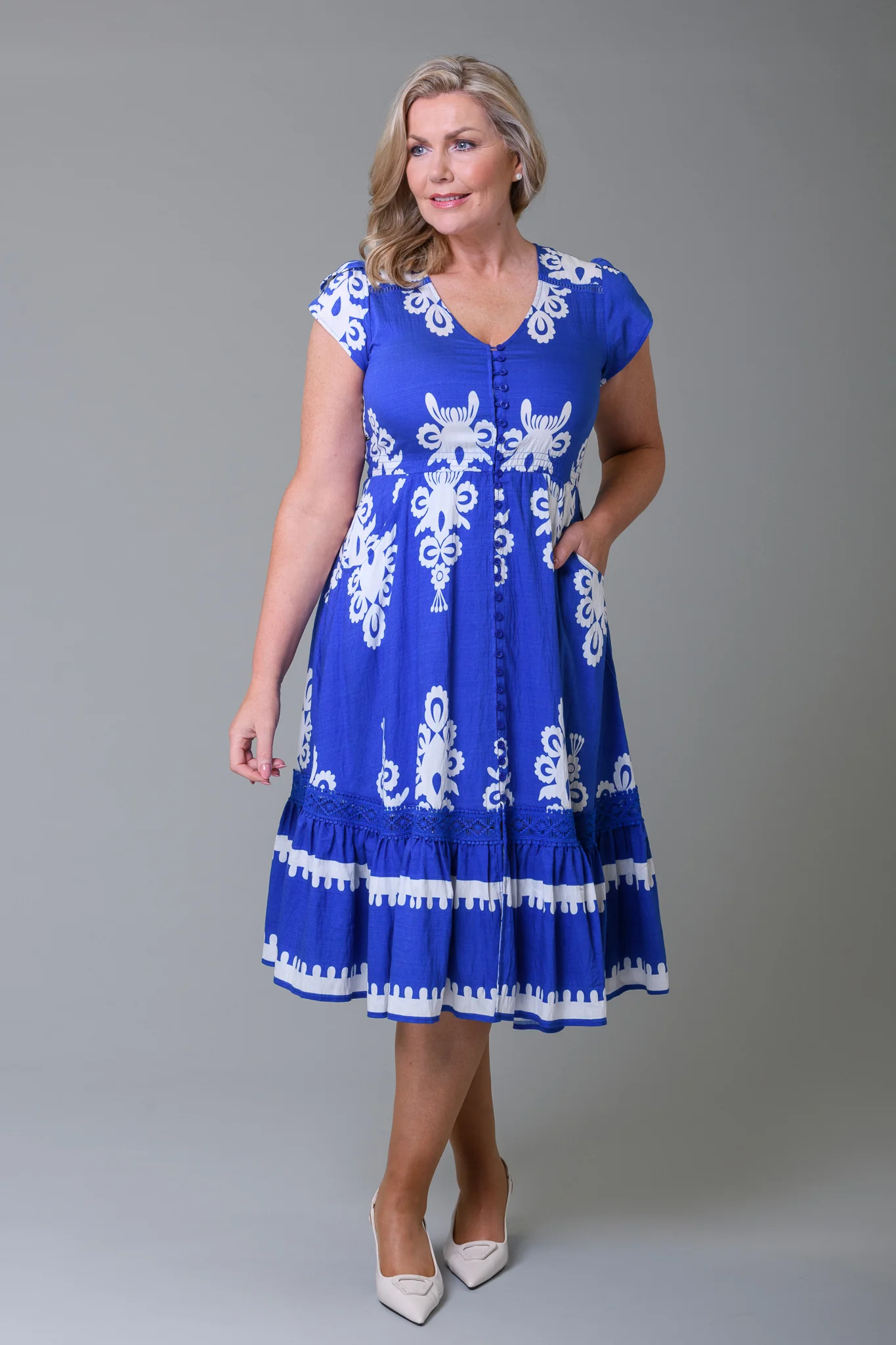 Cobalt Print Midi Dress COBALT - Image 3