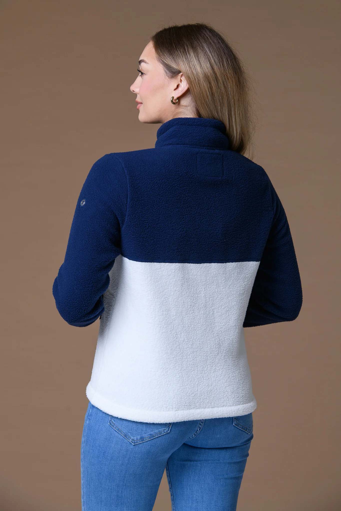 Contrast Sleeve Fleece NAVY/WHITE - Image 2