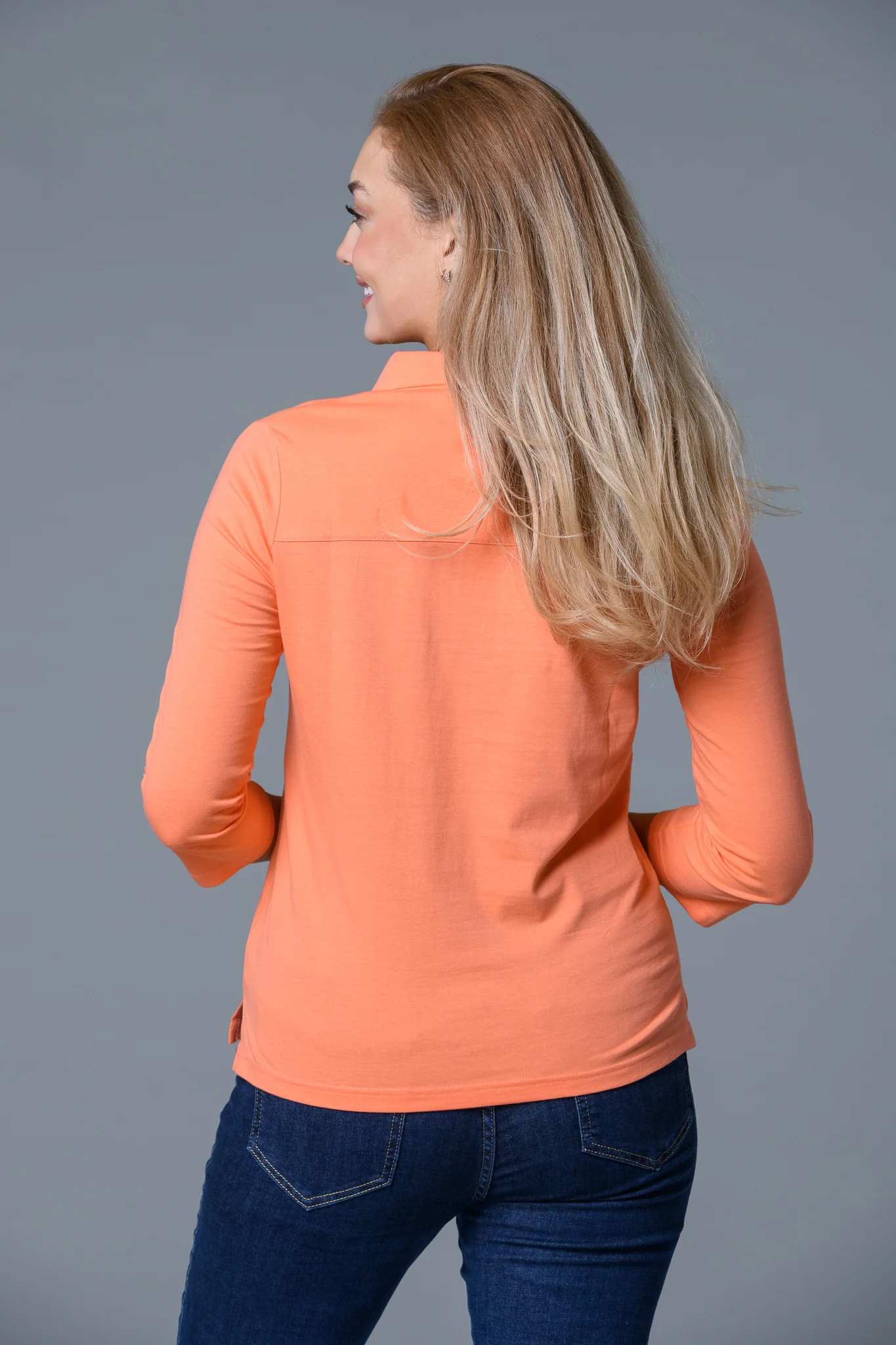 Crochet Detail Collar Top ORANGE - Image 2