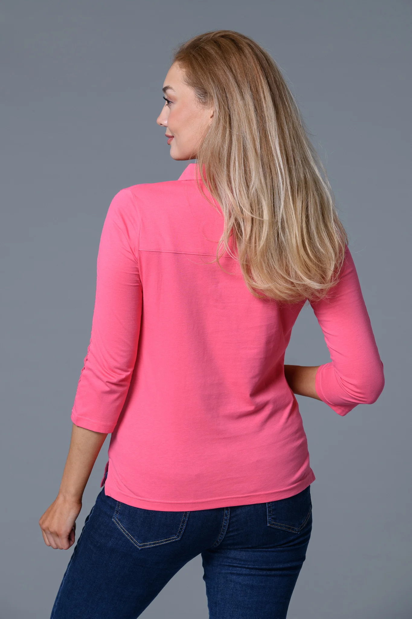Crochet Detail Collar Top PINK - Image 2