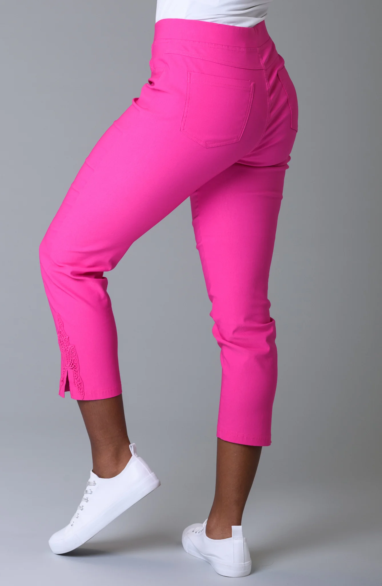 Crochet Peached Bengaline Trousers RASPBERRY - Image 3