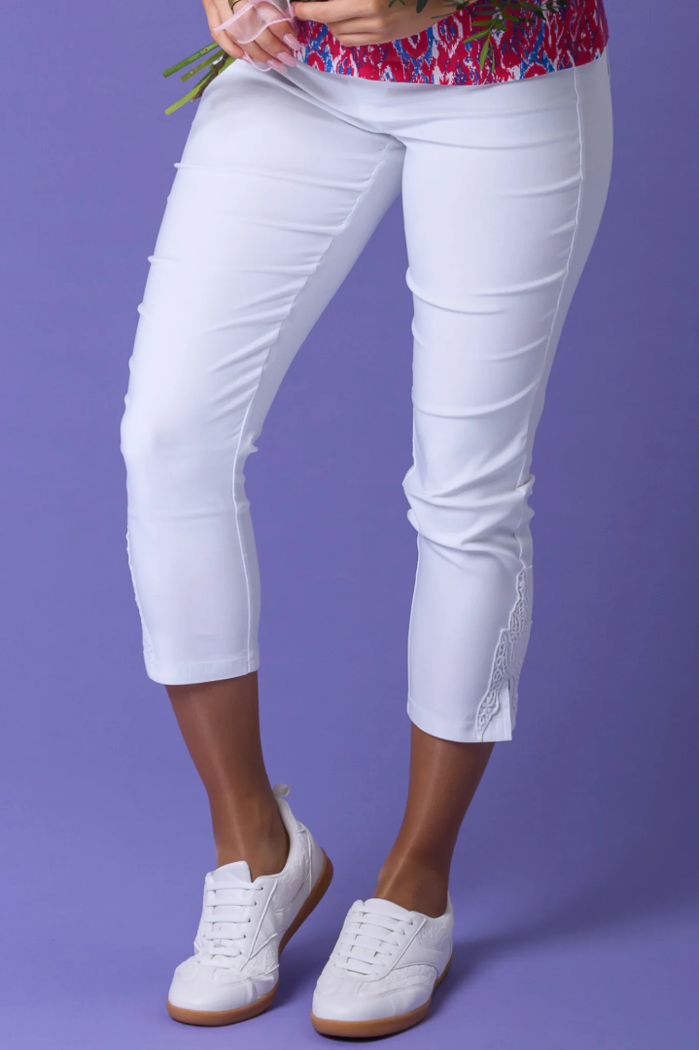 Crochet Peached Bengaline Trousers WHITE - Image 2