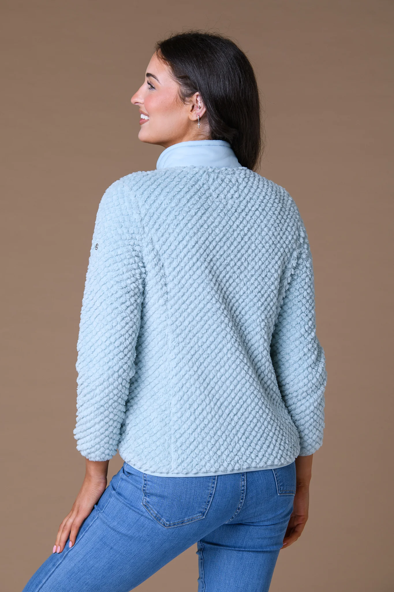 Diagonal Quilt + Velour Jacket BLUE - Image 2