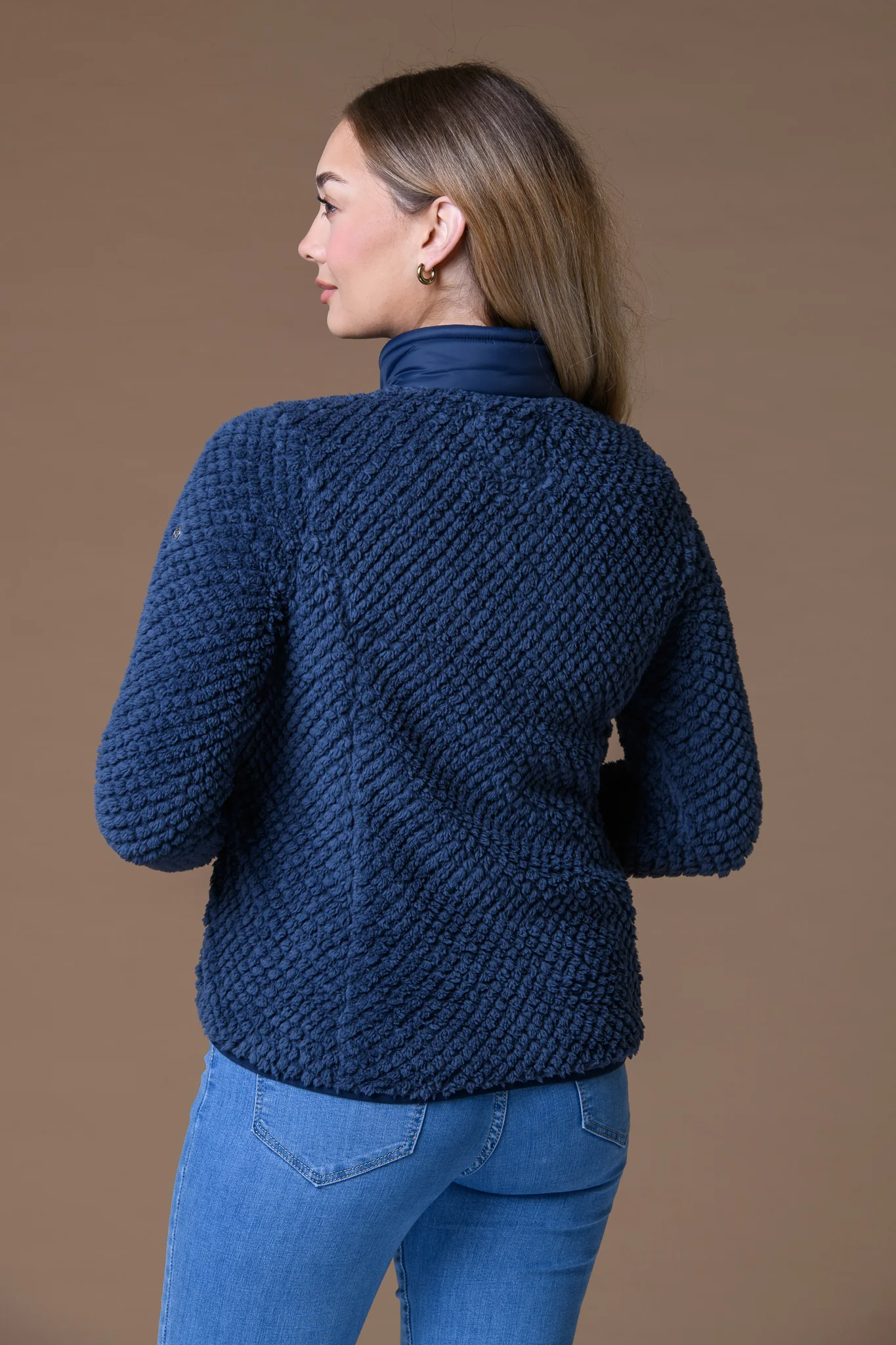Diagonal Quilt + Velour Jacket NAVY - Image 2
