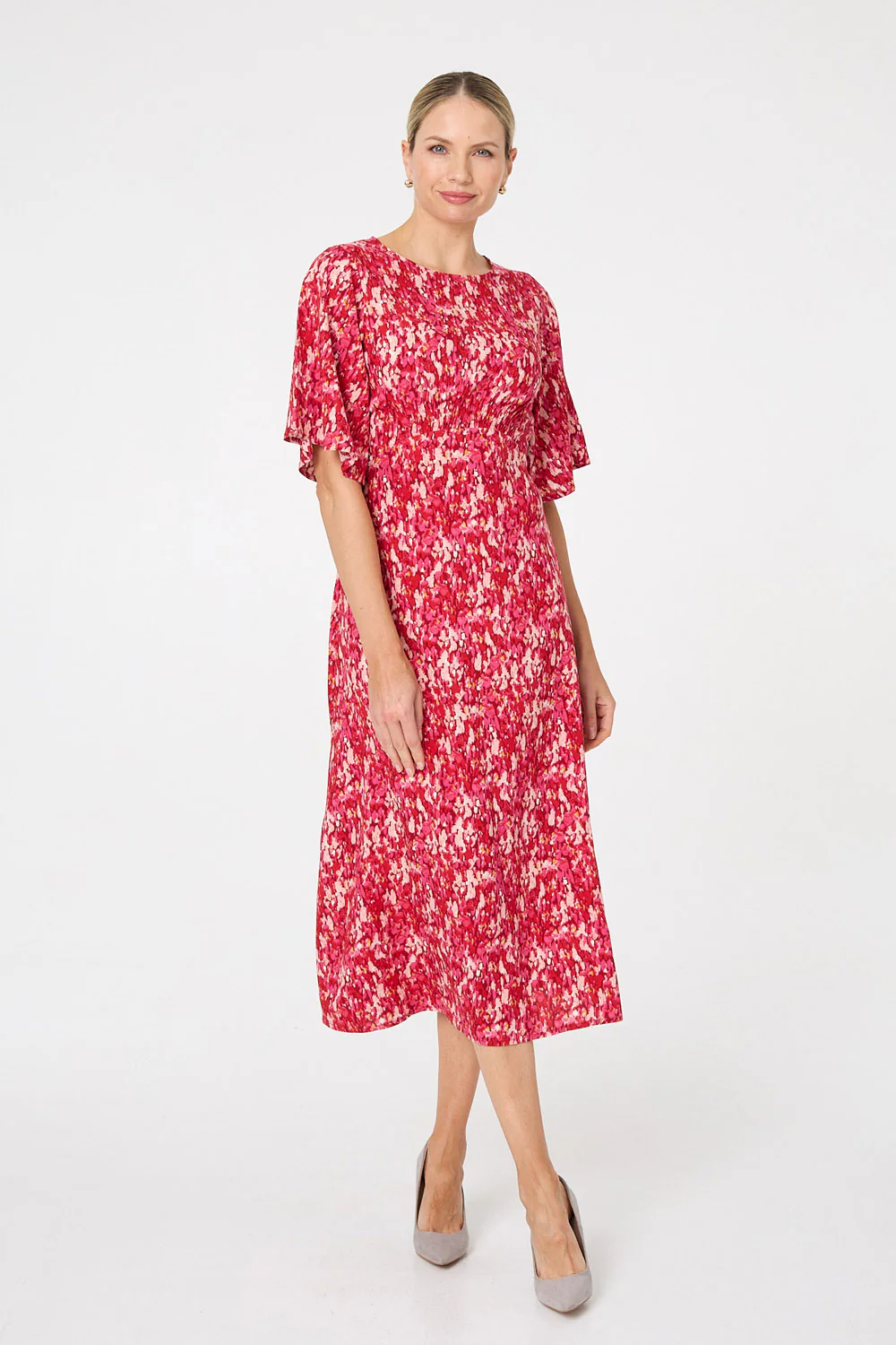 Elastic Panel Angel Slv Dress D176133 RED - Image 3