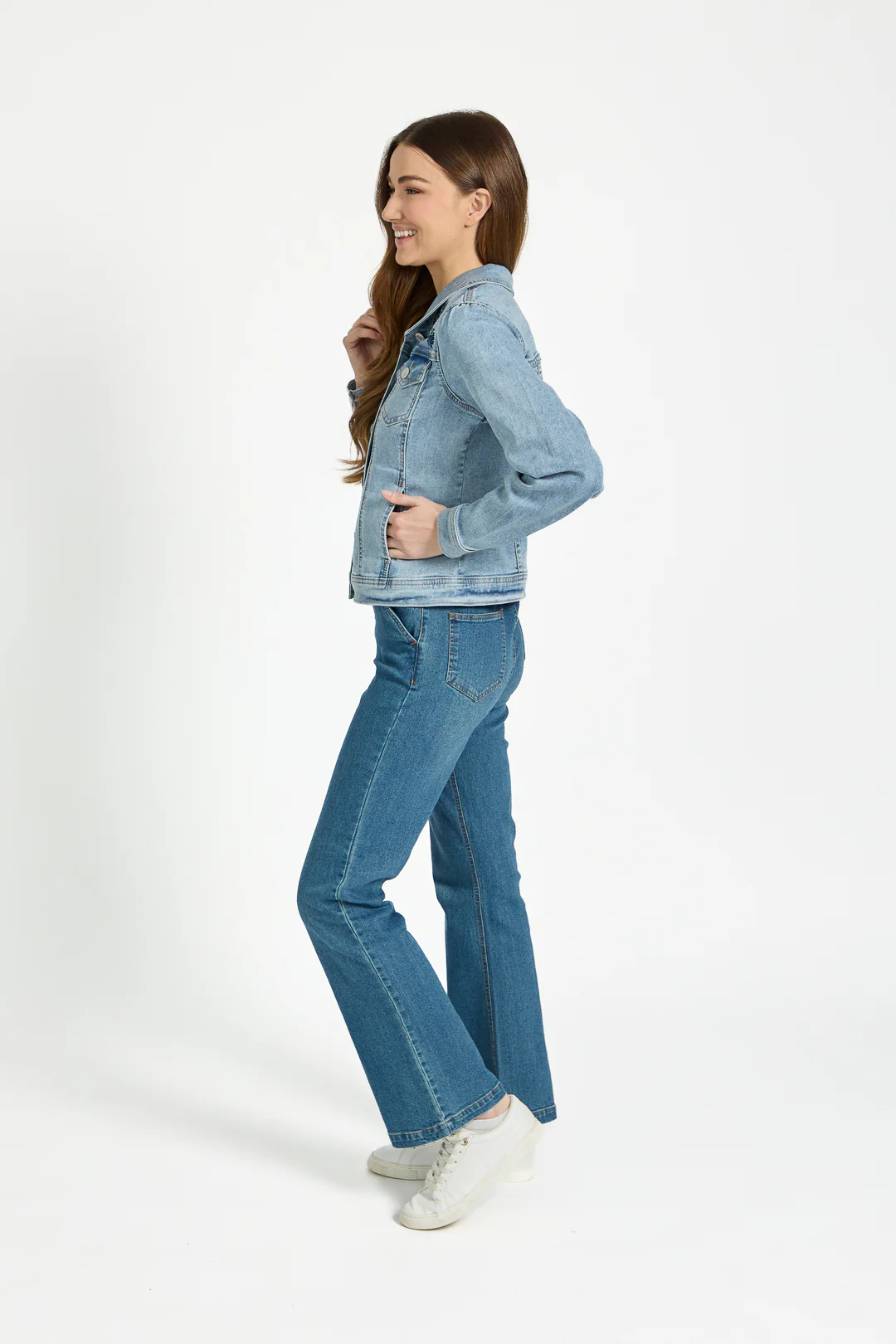 FLORAL EMB DENIM JACKET DENIM - Image 4