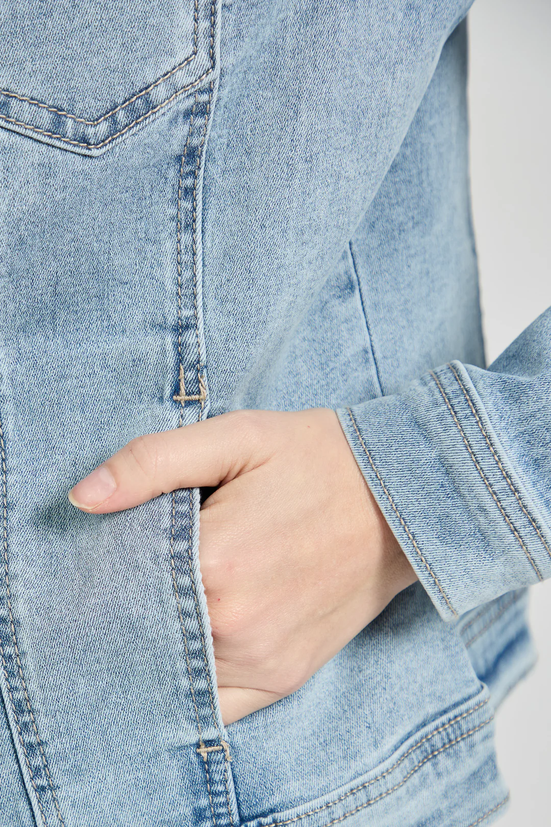 FLORAL EMB DENIM JACKET DENIM - Image 7