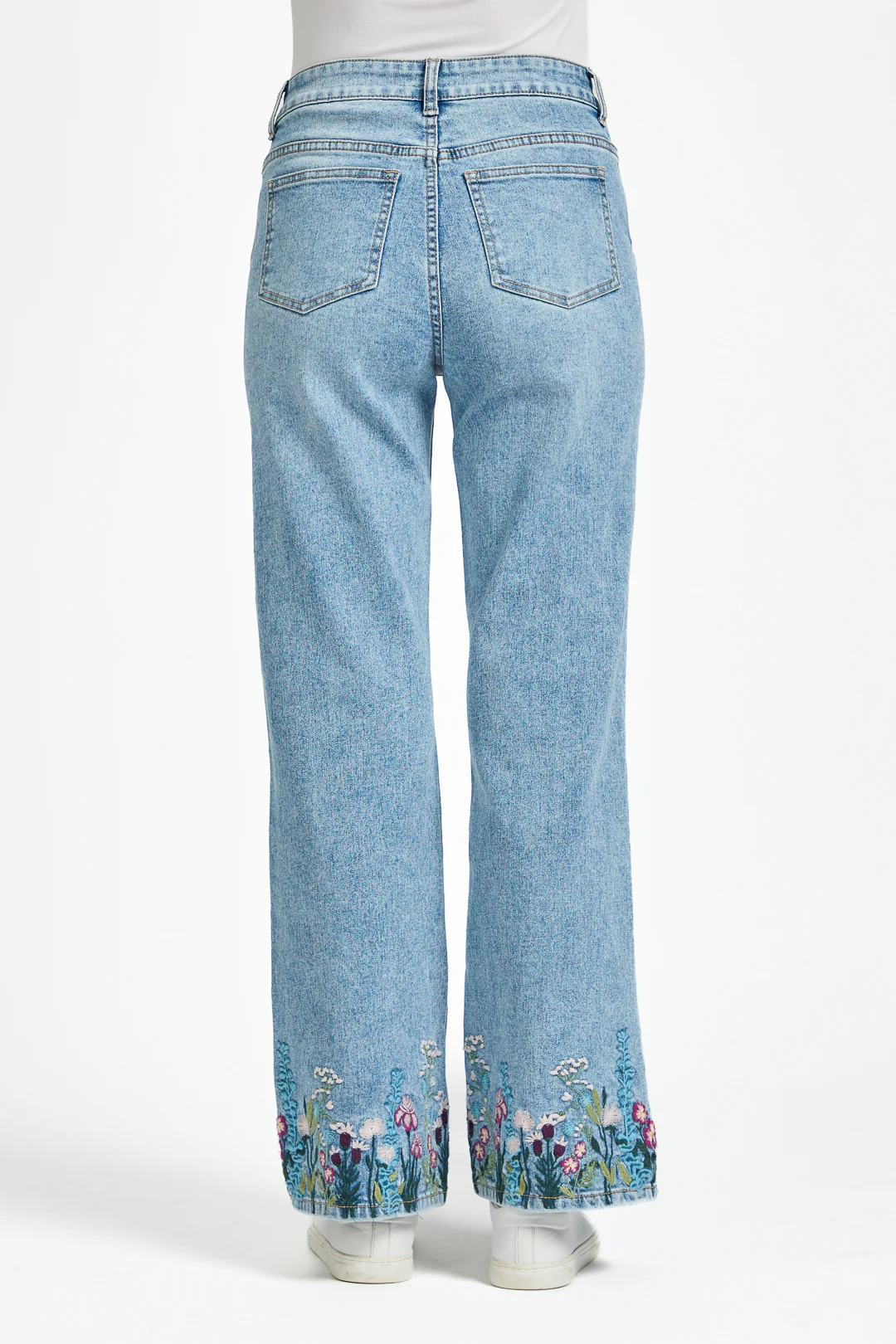 Floral Hem Embroidered Jeans – Denim - Image 5