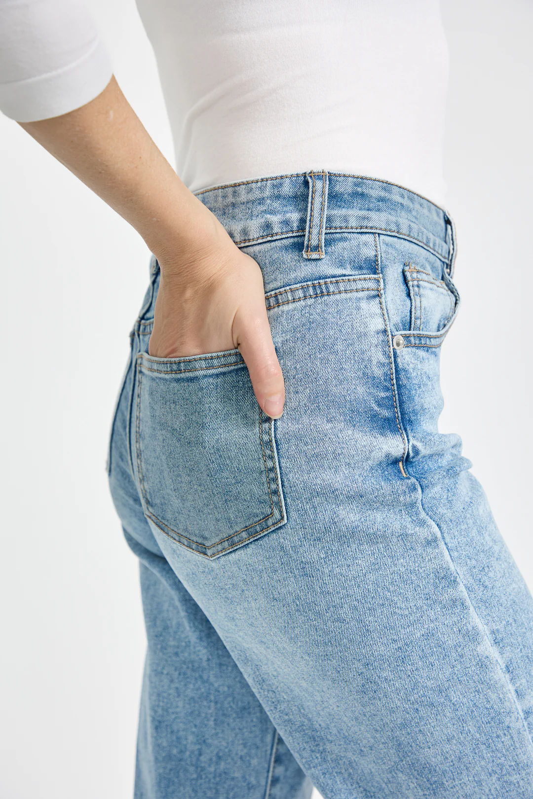 Floral Hem Embroidered Jeans – Denim - Image 8