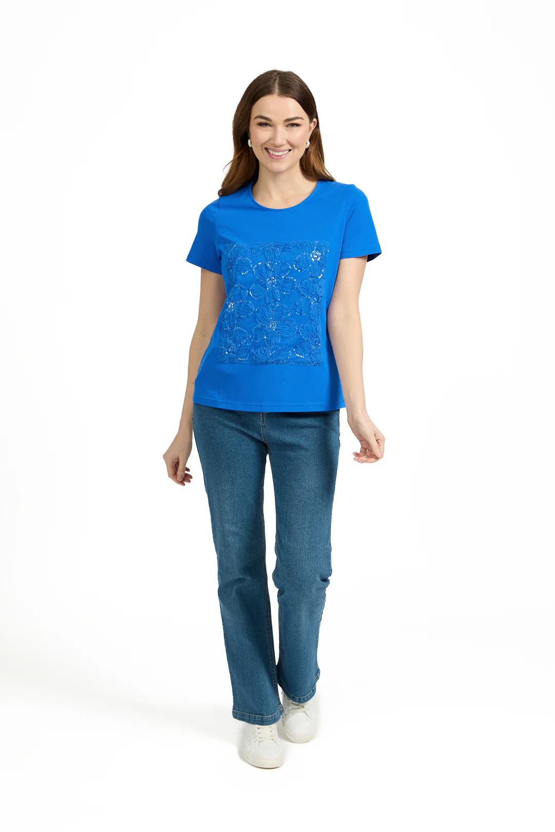 FLOWER APPLIQUE TEE BLUE - Image 3