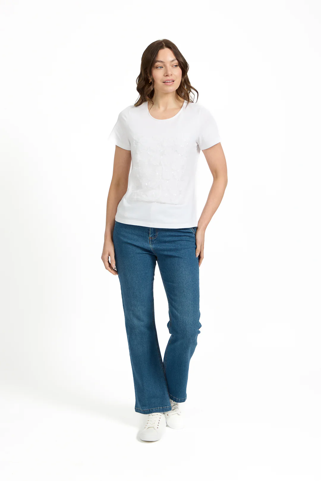 FLOWER APPLIQUE TEE WHITE - Image 3