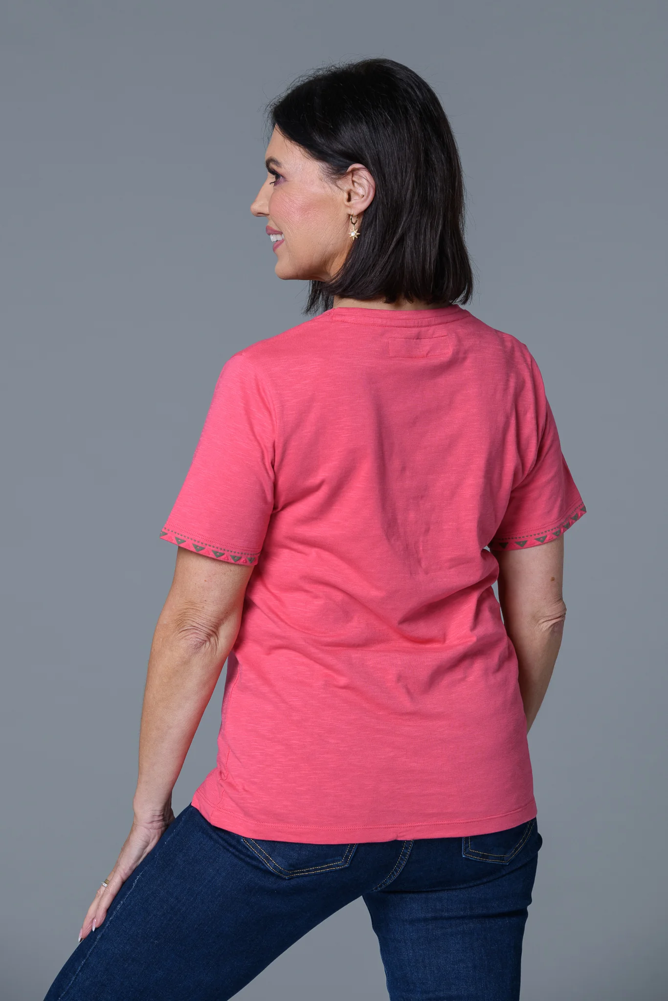 Gold Aztec Trim Tee PINK - Image 2