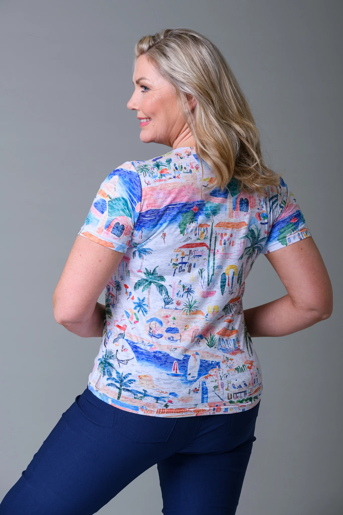 Hawaiian Village Slub Tee BLUE GREEN - Image 3