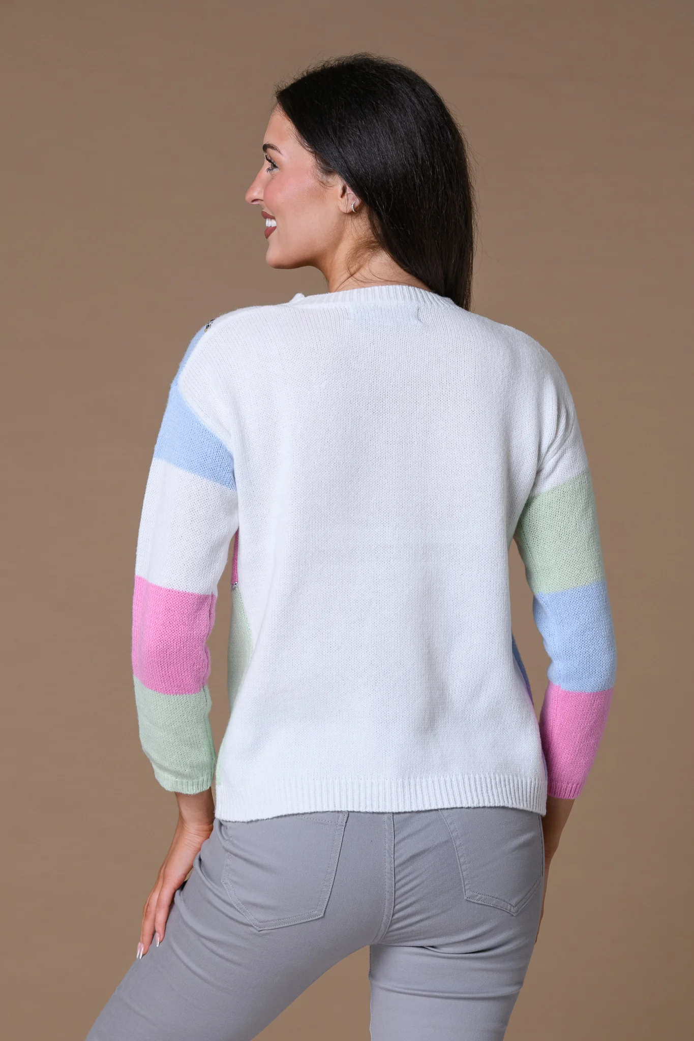 Jaquard and Sequin Sweater WHITE - Image 2