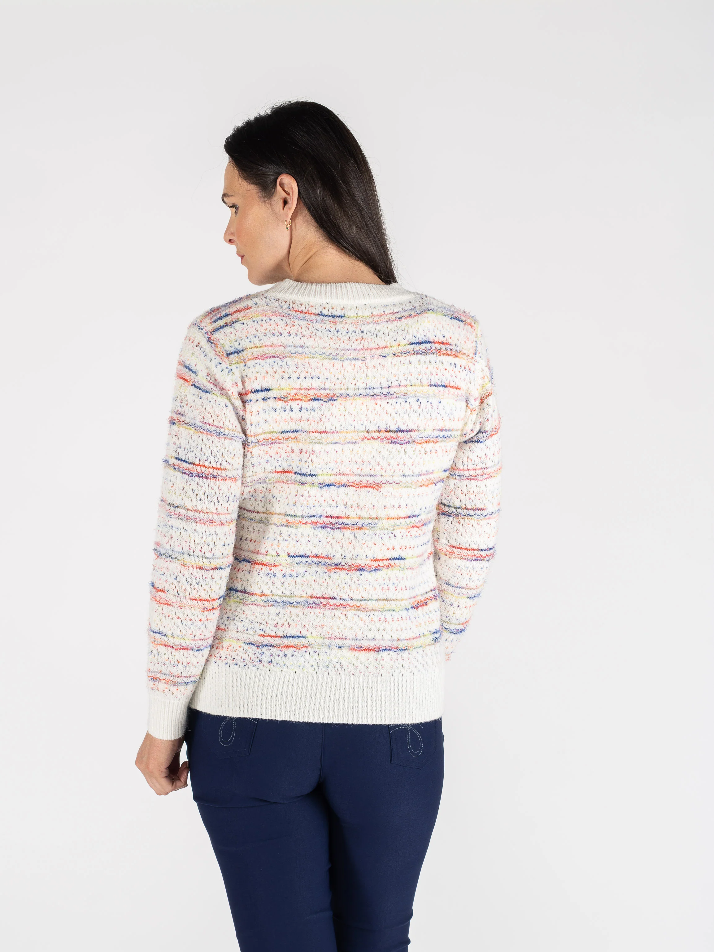 JU29947  Multi Print Stripe Jumper Round Neck Multicolor - Image 2