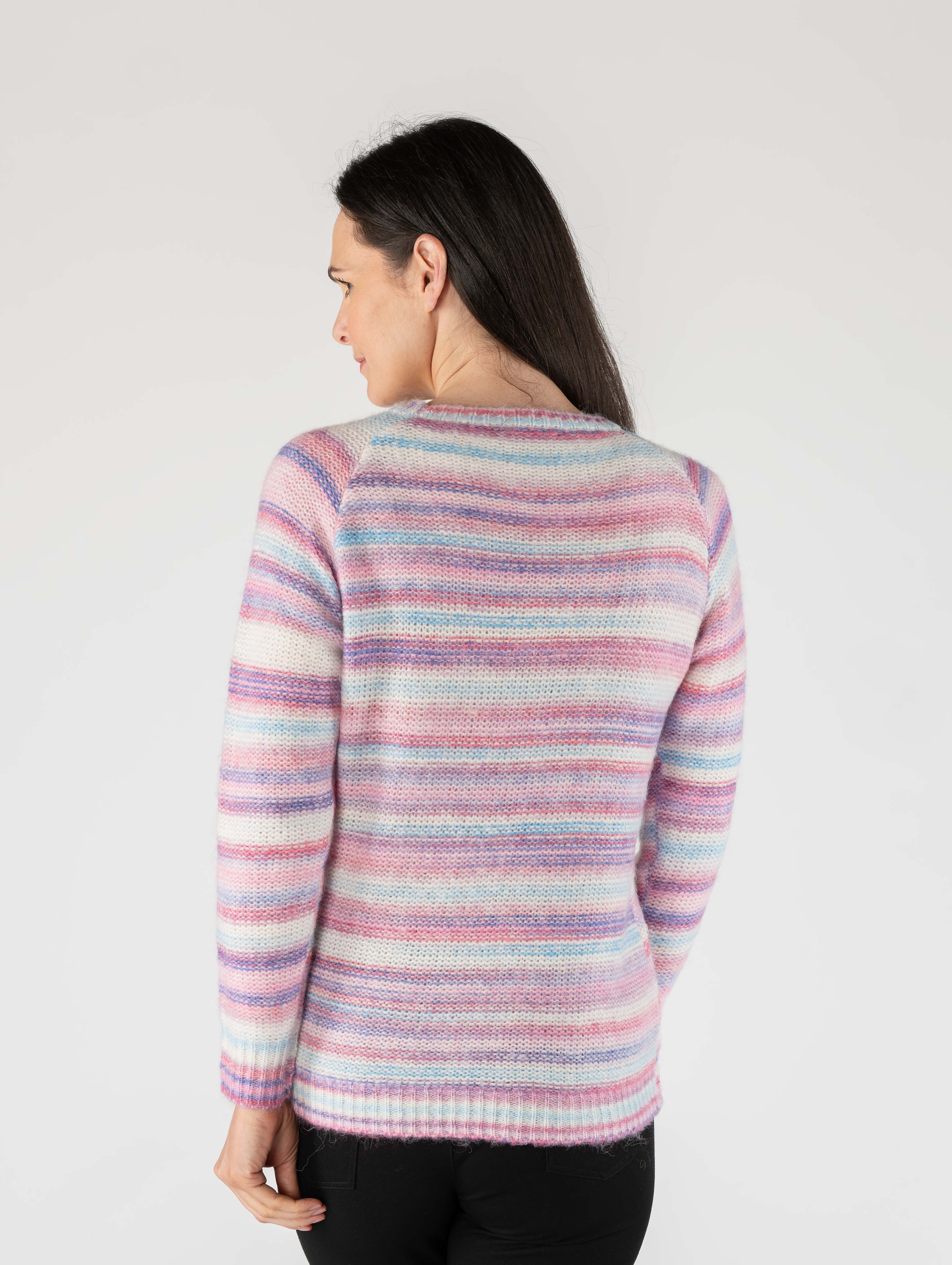 Pink Multi Stripe Jumper With Round Neck JU29948 PINK MULTI - Image 3