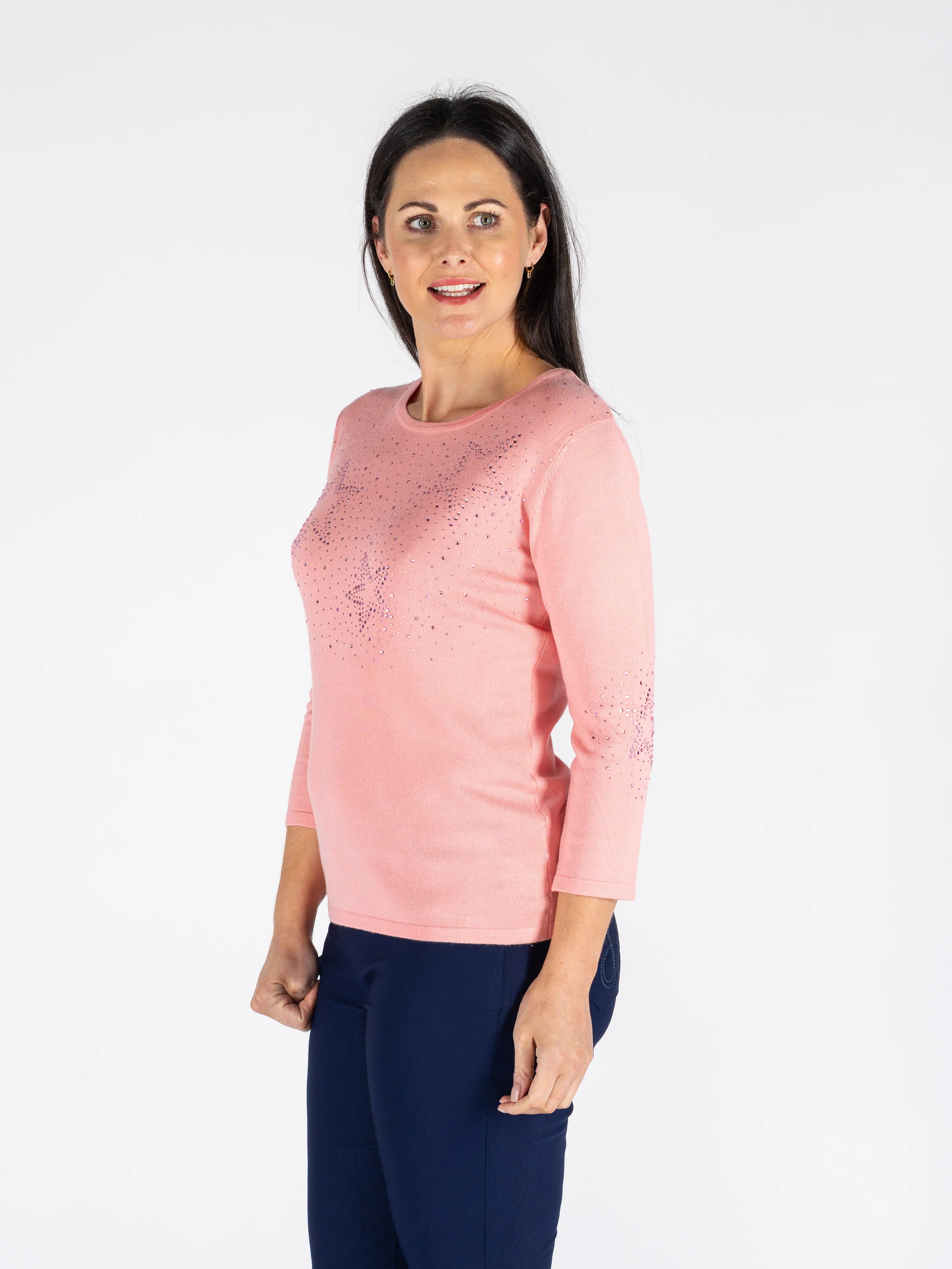 JU30499  STARBLOOM HOTFIX JUMPER ROUND NECK 3/4 S PINK - Image 2
