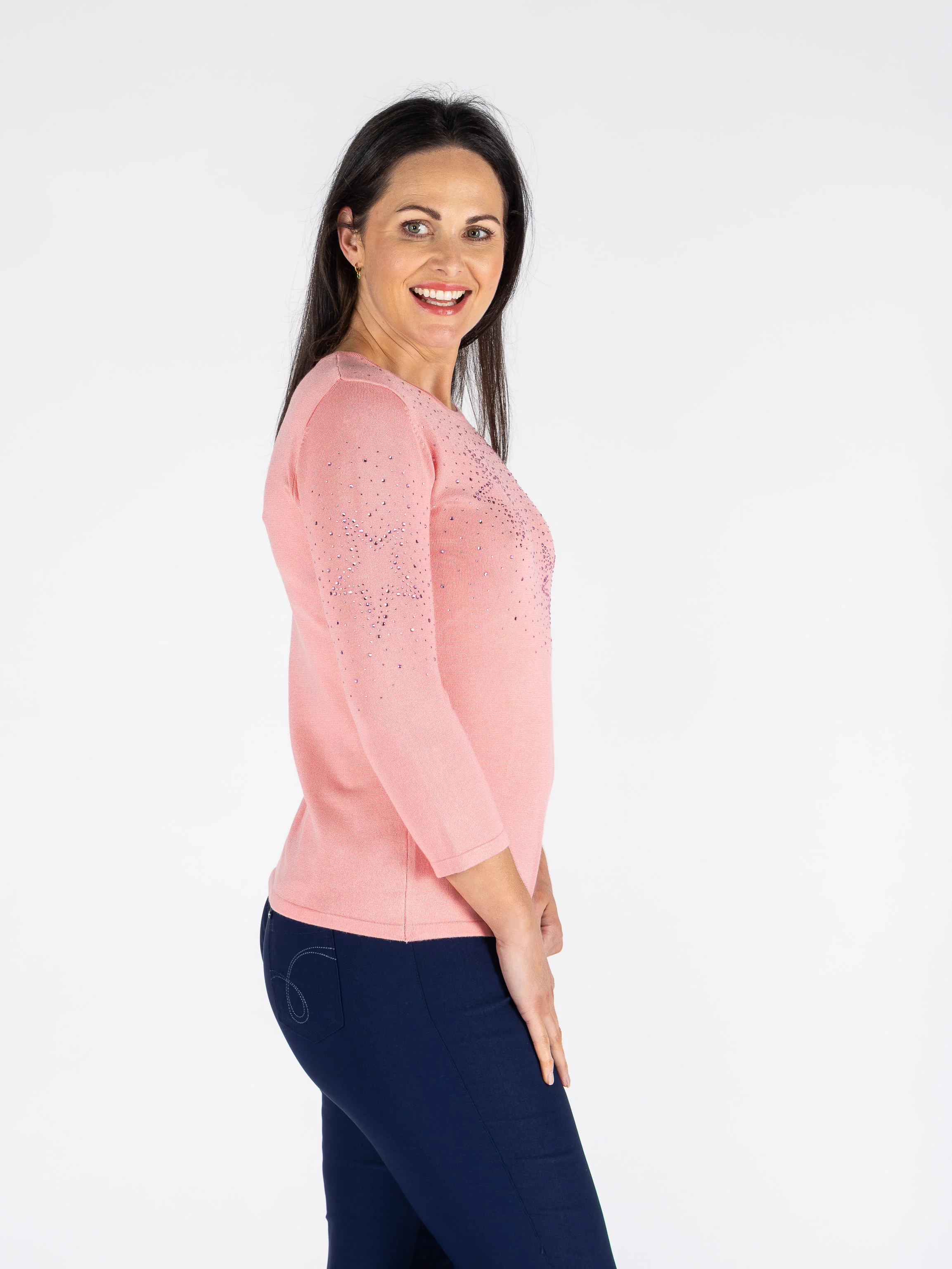 JU30499  STARBLOOM HOTFIX JUMPER ROUND NECK 3/4 S PINK - Image 3