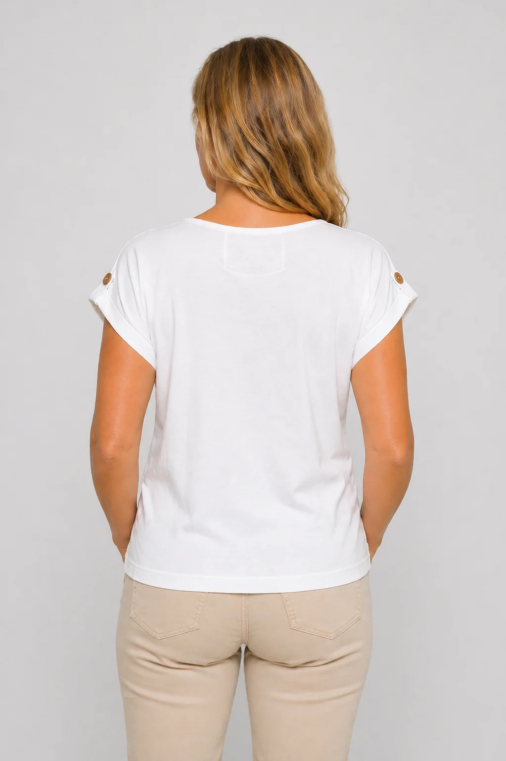 Lace Wooden Button Tee WHITE - Image 2