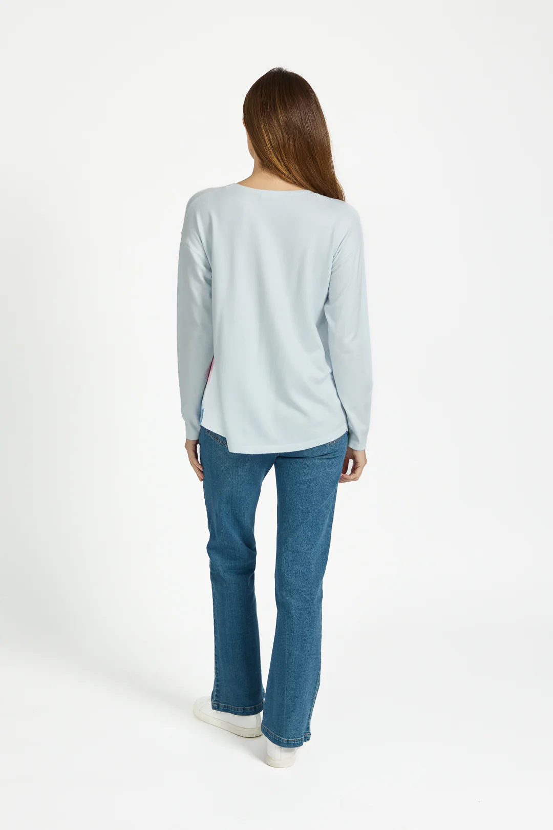 Large Floral Print Jumper – Blue - Image 4