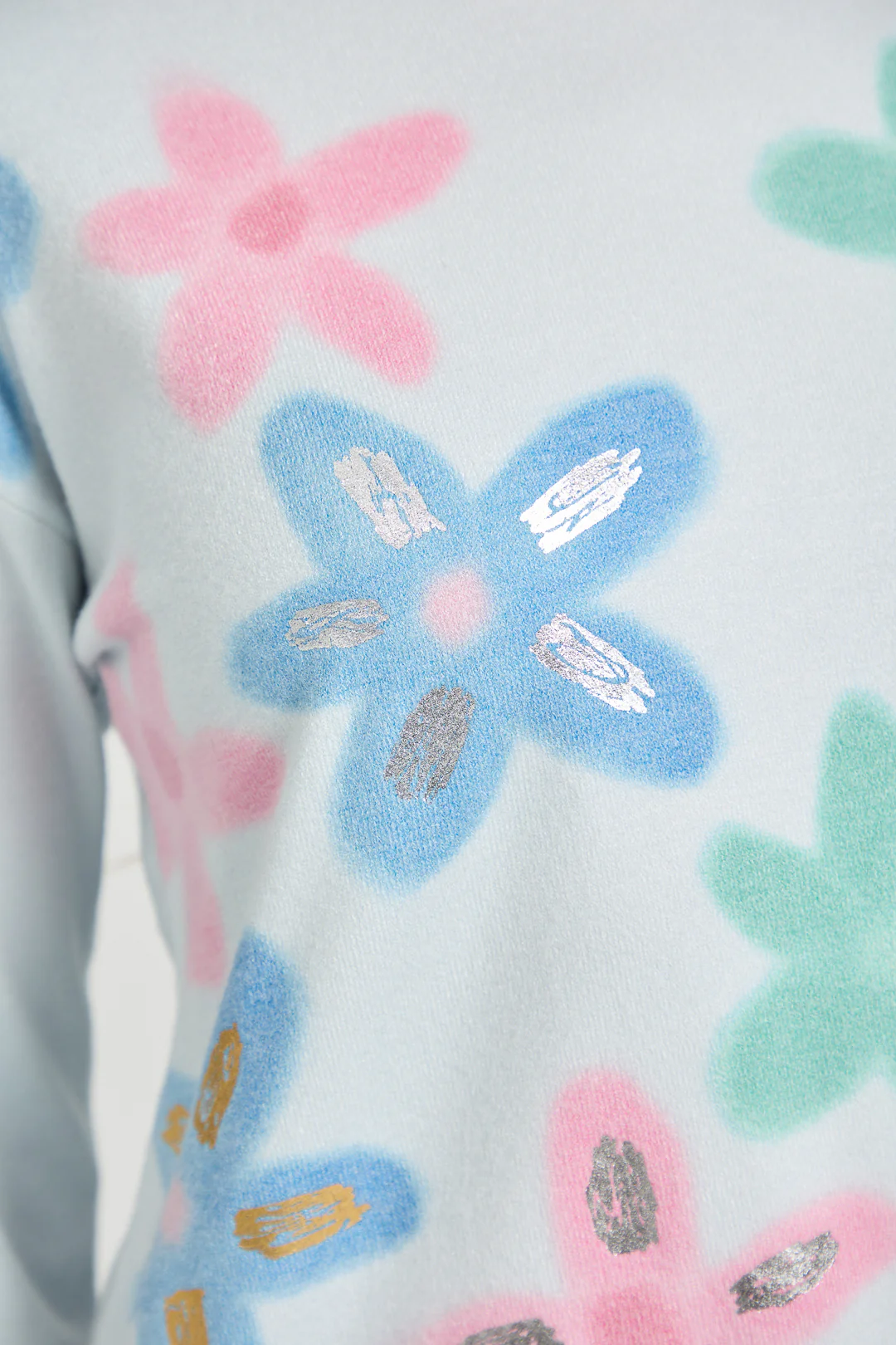 Large Floral Print Jumper – Blue - Image 5