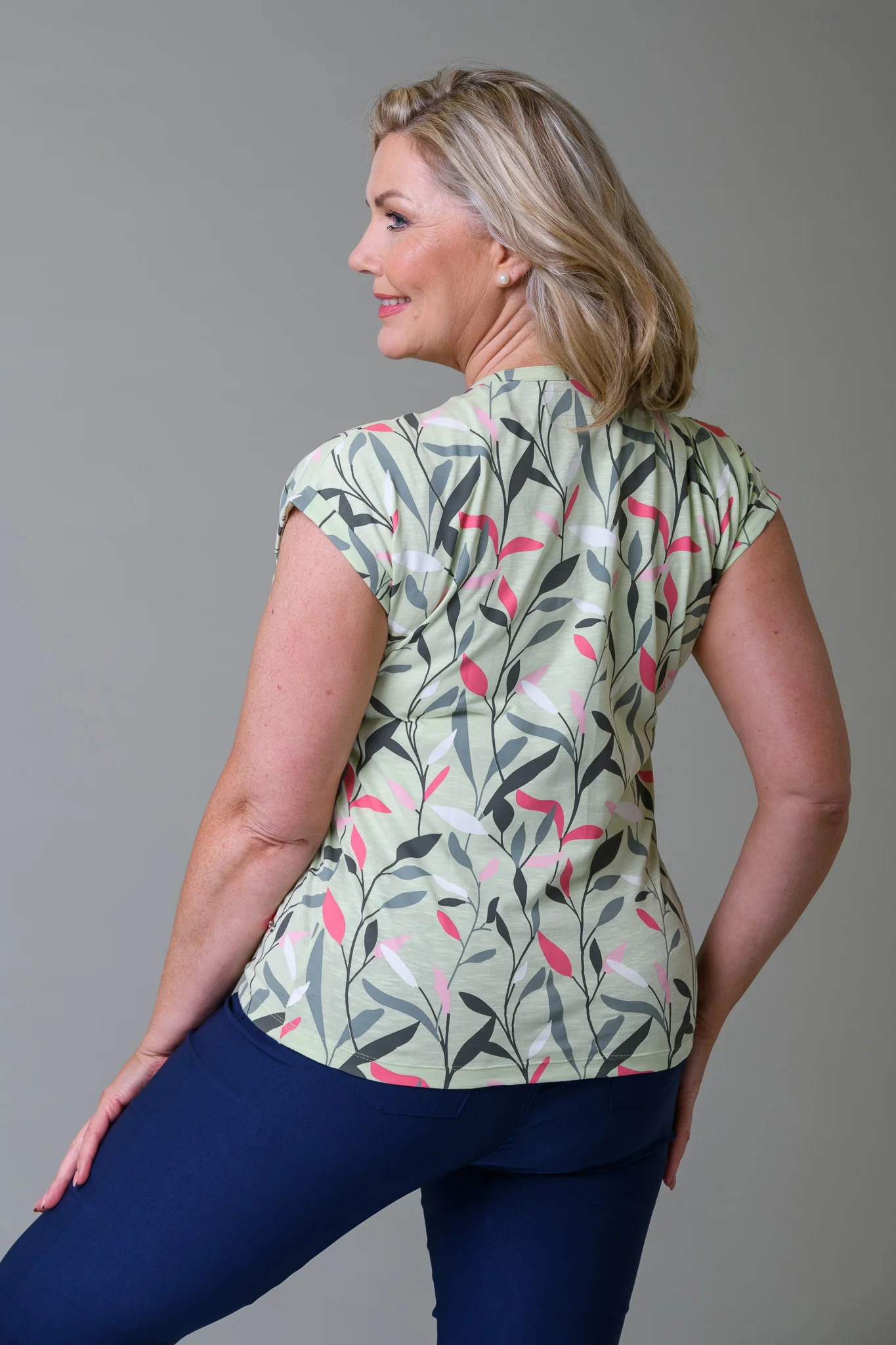 Leaf Slub Print Tee GREEN - Image 3
