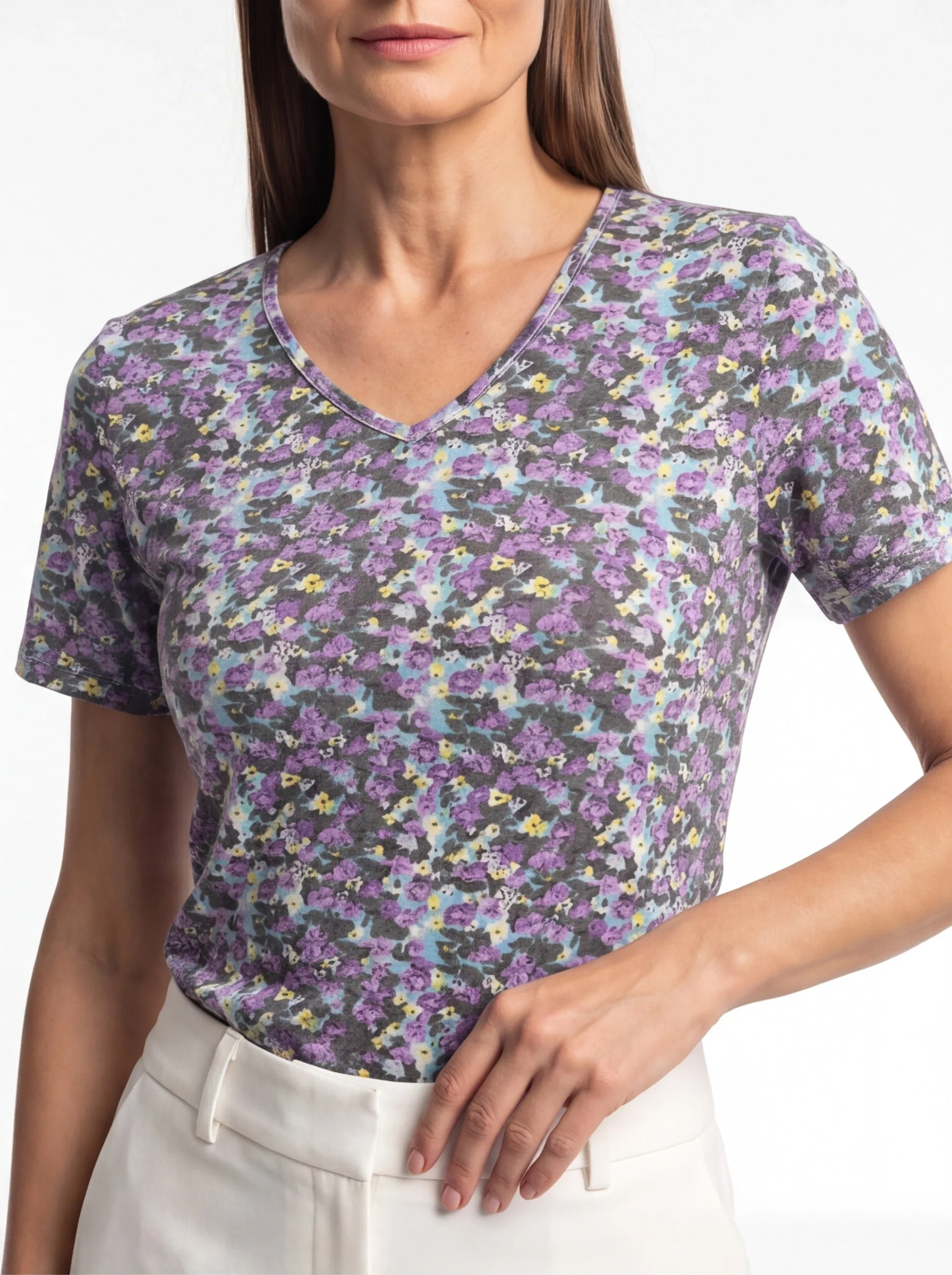 Lilac Flowers V Neck LILAC - Image 2