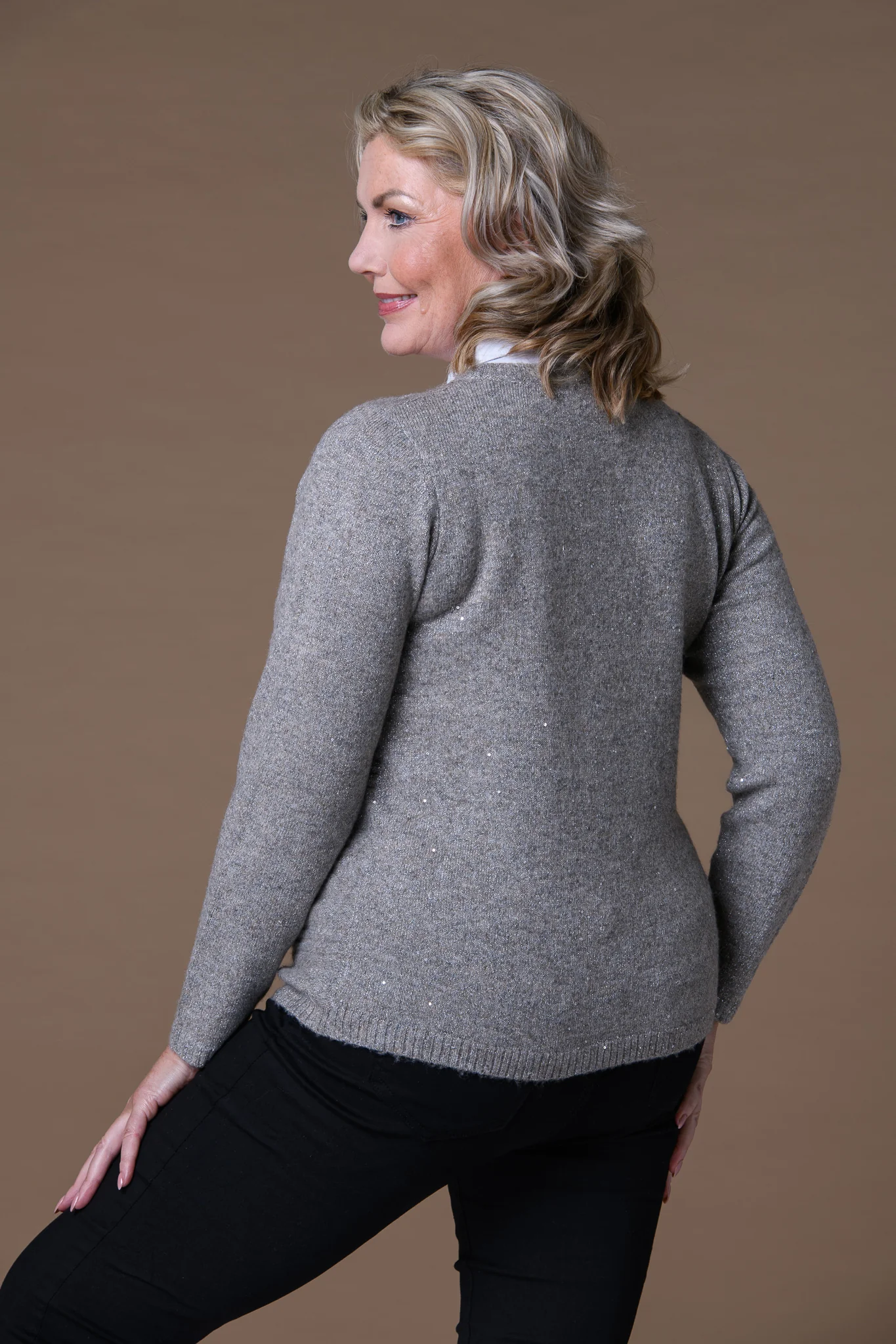 Lurex Boucle Insert Sweater GREEN/GREY - Image 2