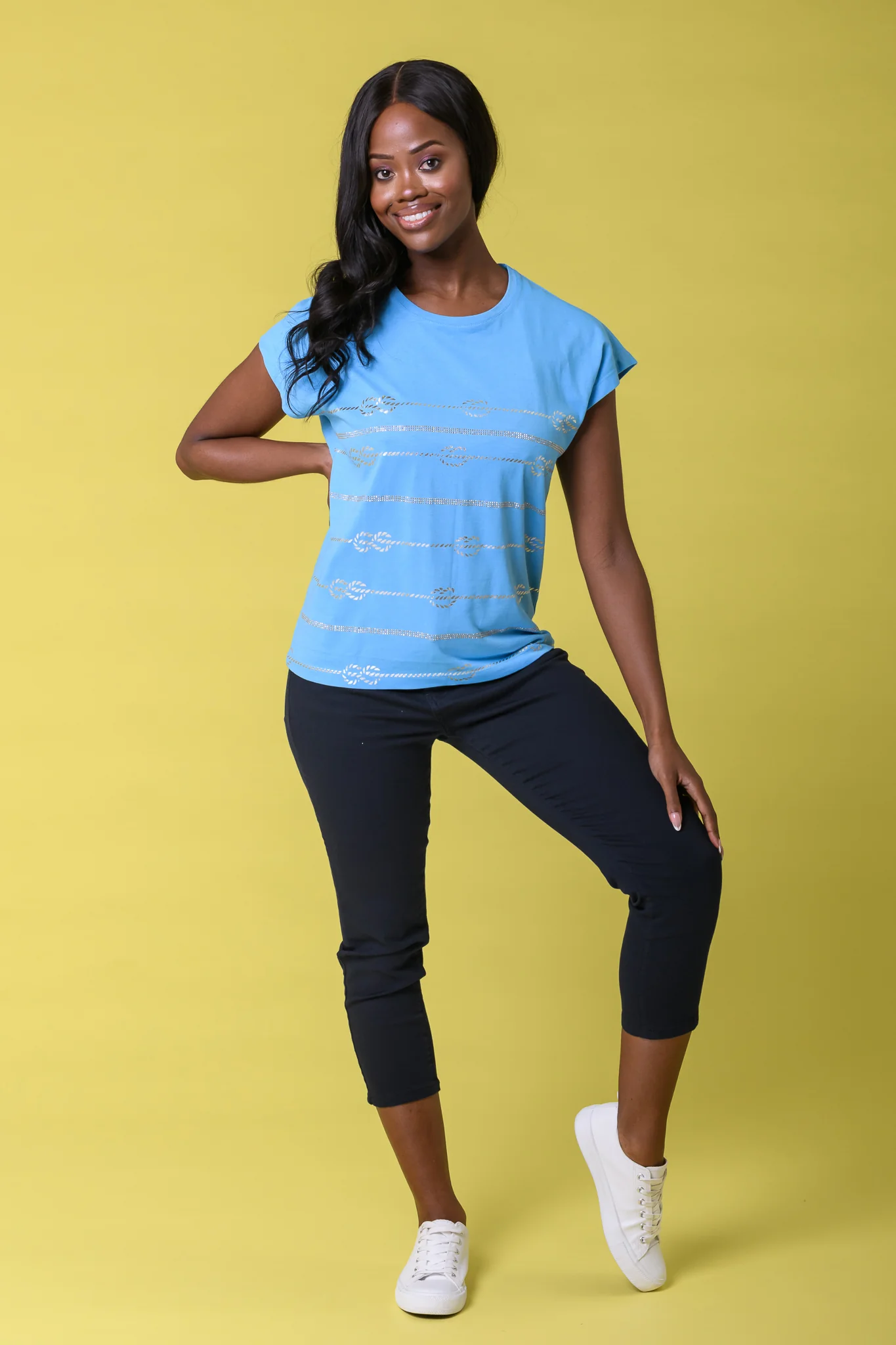 Lurex Knot Rope Tee BLUE