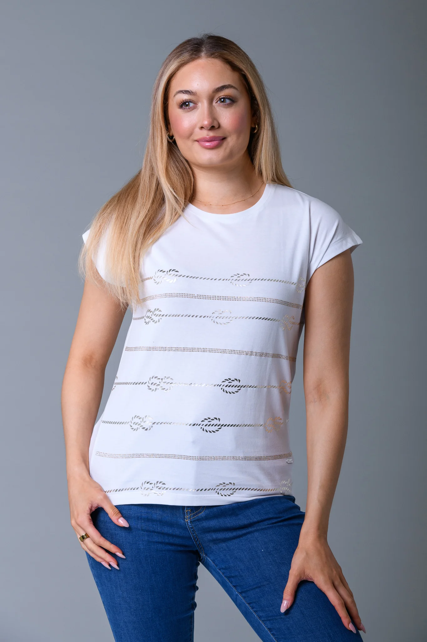 Lurex Knot Rope Tee WHITE