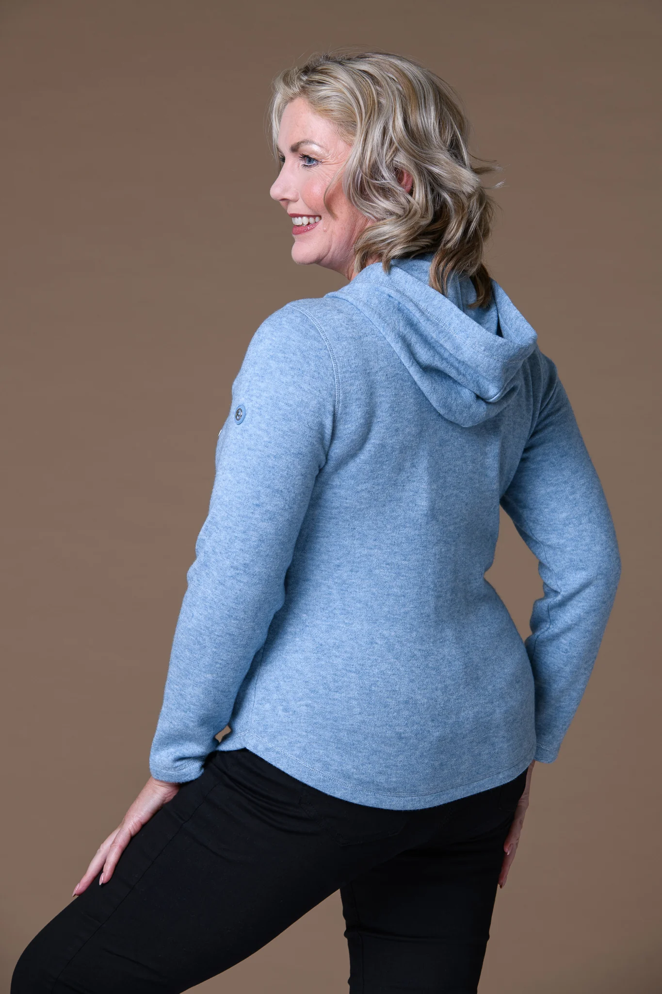 Marl Lurex Trim Hoody BLUE - Image 2