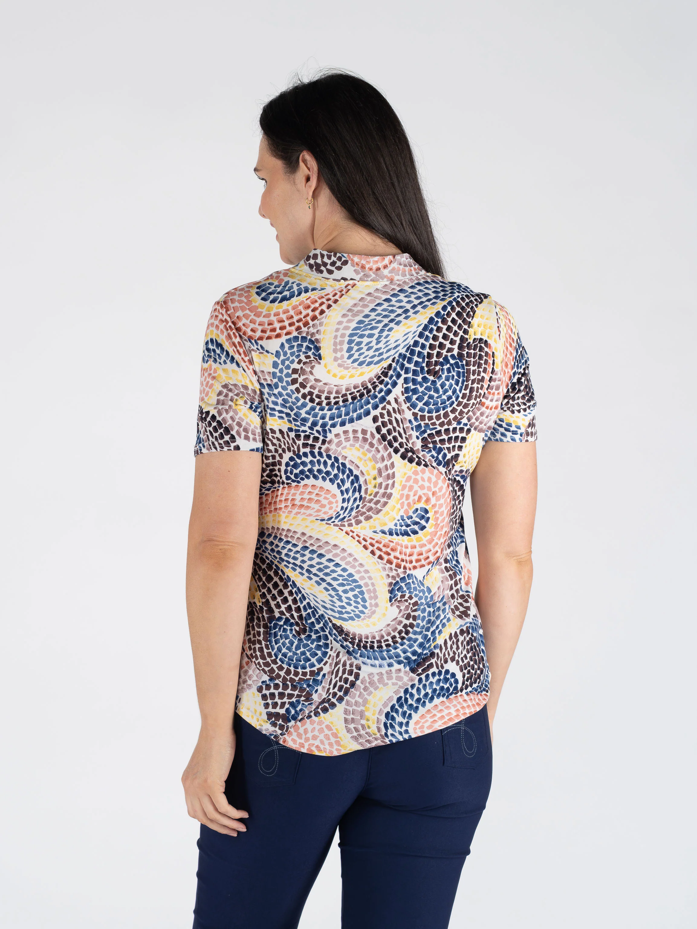 MOSAIC PRINT TOP WITH SHORT SLEEVE  TO30882 MULTI PRINT - Image 3