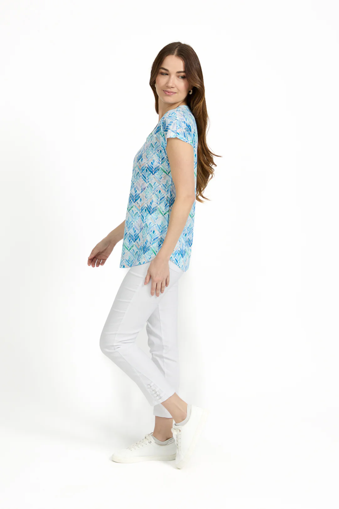 MULTI COLOUR PRINTED ZIP TEE BLUE - Image 4