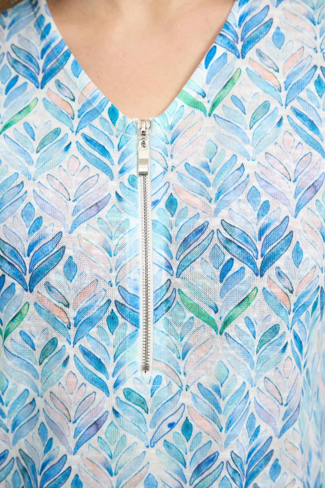 MULTI COLOUR PRINTED ZIP TEE BLUE - Image 5