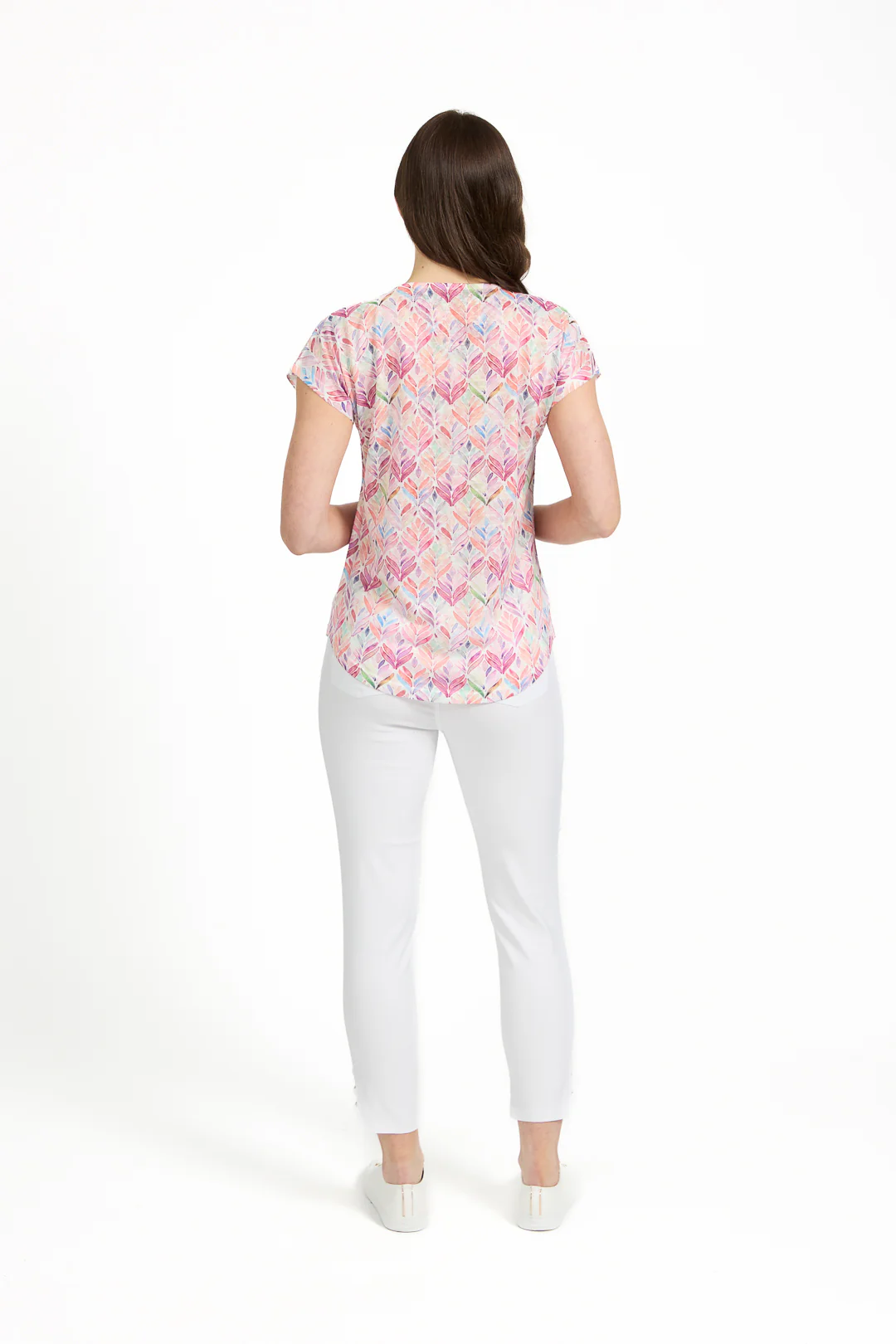 MULTI COLOUR PRINTED ZIP TEE PINK - Image 2