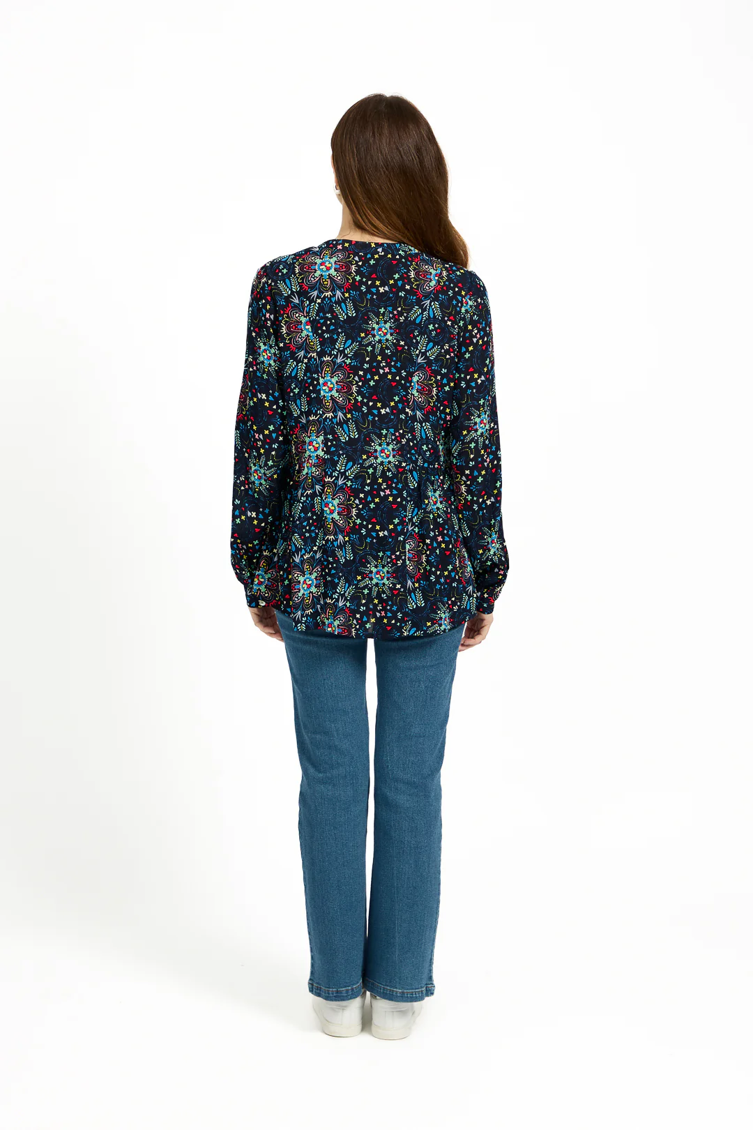 Pintuck Printed Shirt NAVY - Image 4