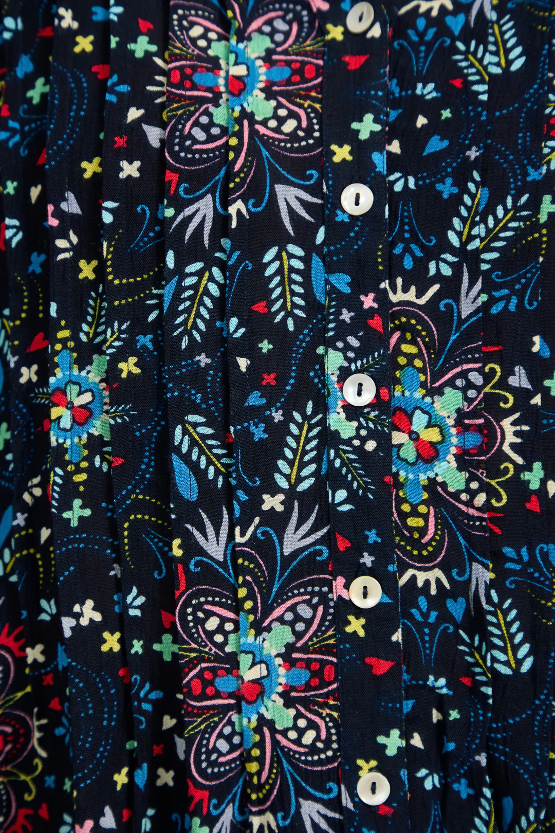 Pintuck Printed Shirt NAVY - Image 5