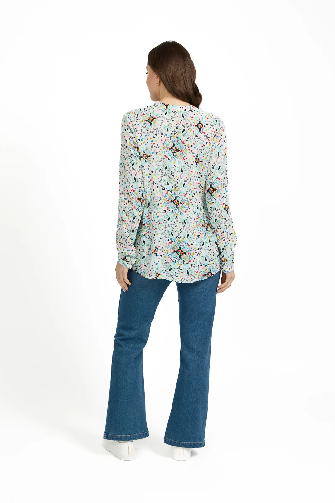 Pintuck Printed Shirt WHITE - Image 4