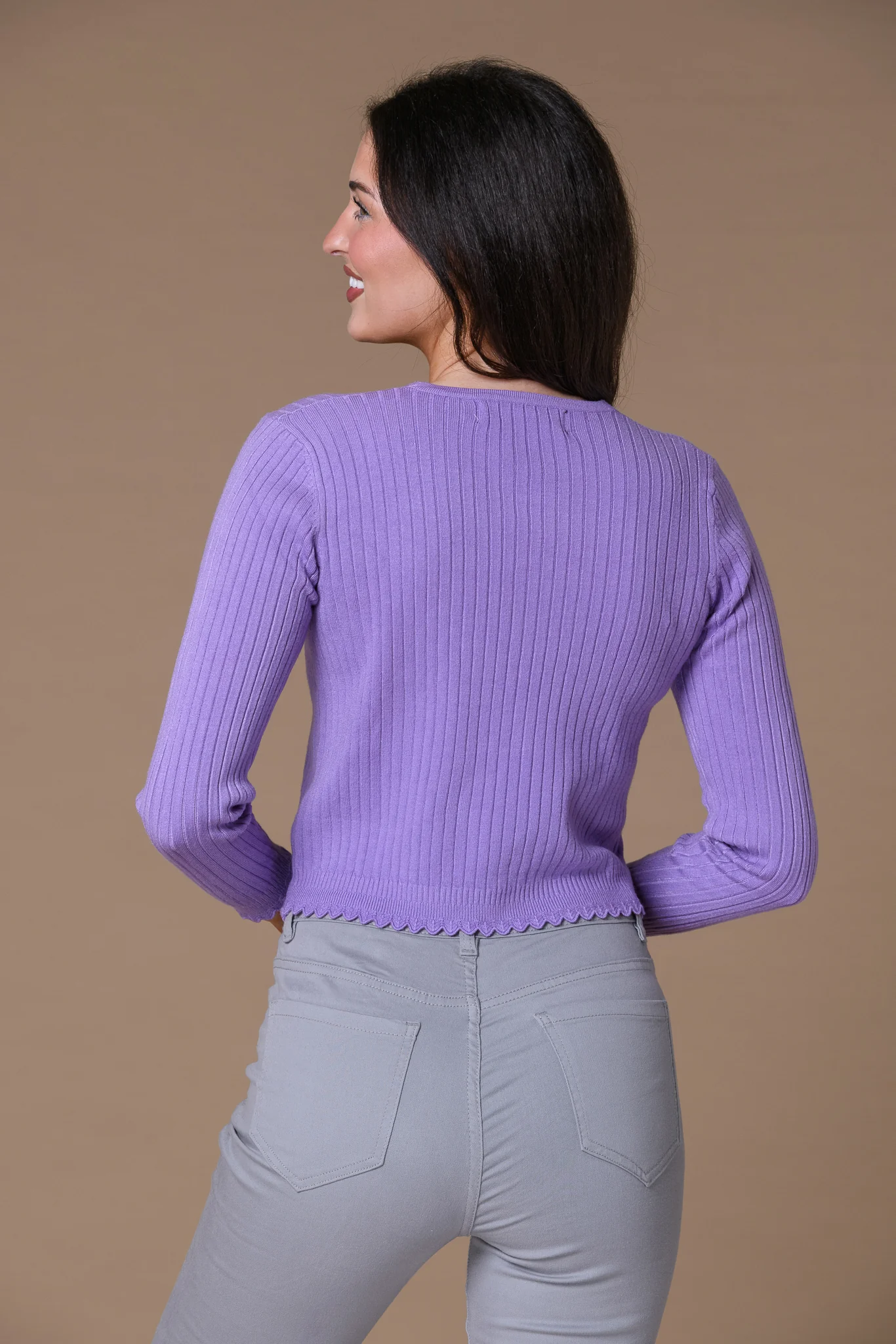 Ribbed Cardigan KC522337 PURPLE - Image 2