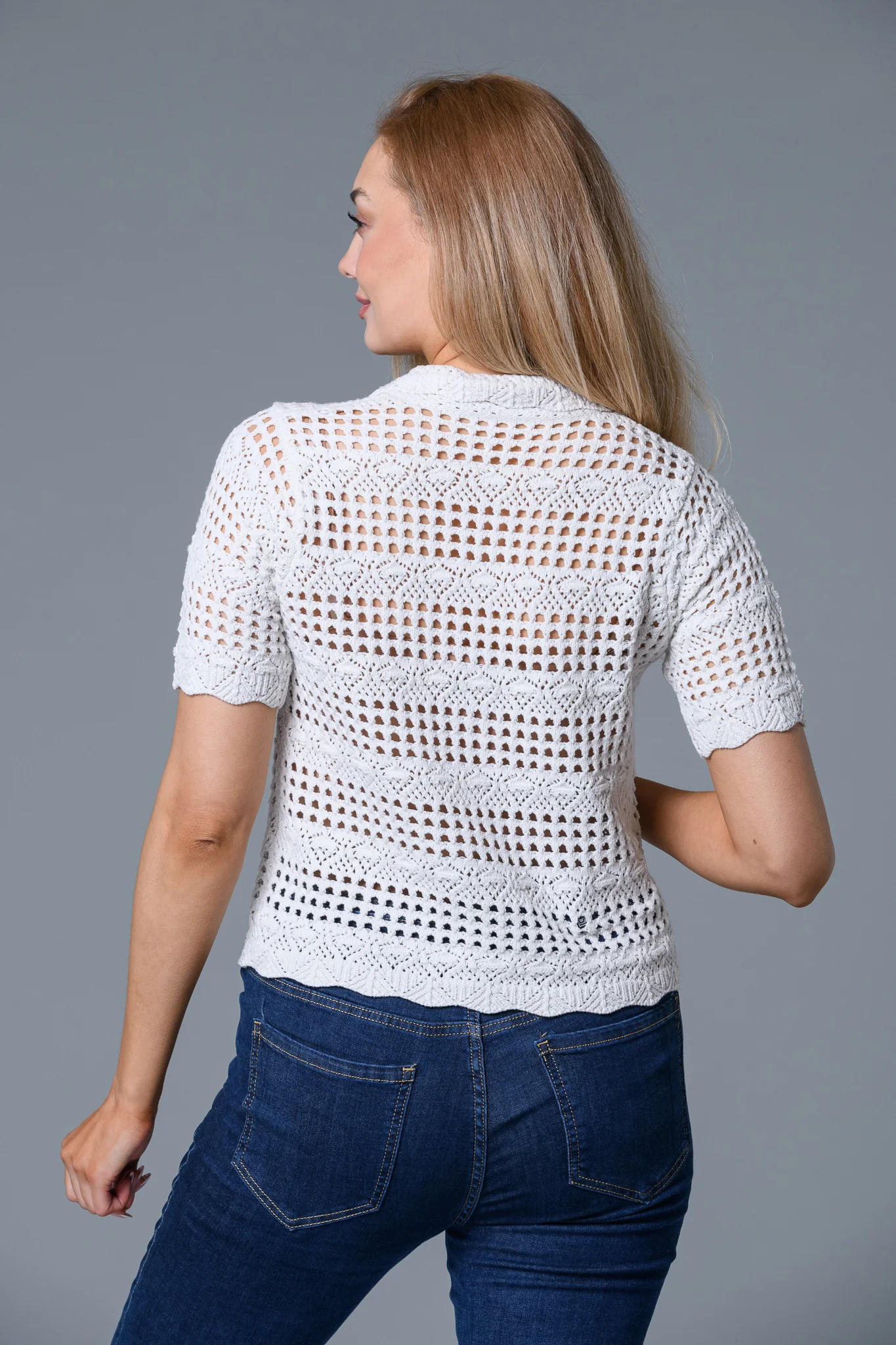 S/S Crochet Cardigan CREAM - Image 2
