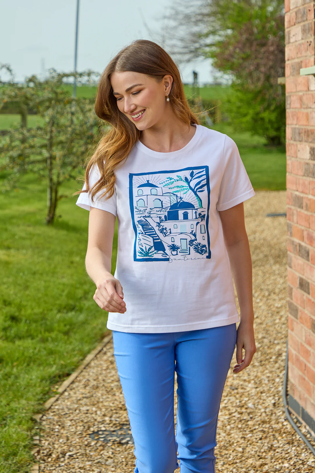 Santorini Printed Tee BLUE - Image 6