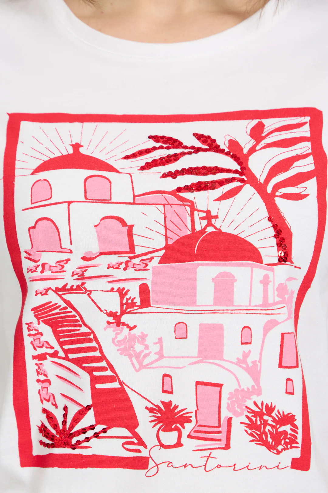 Santorini Printed Tee RED - Image 3