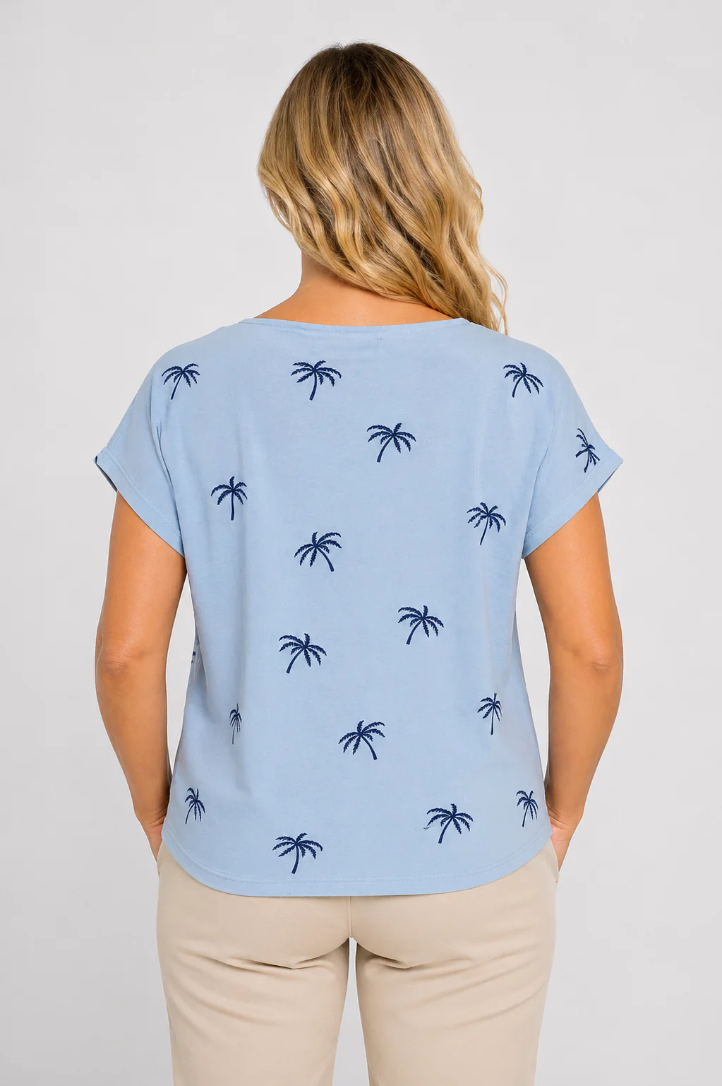 Sequin Palm Tree Tee BLUE - Image 2