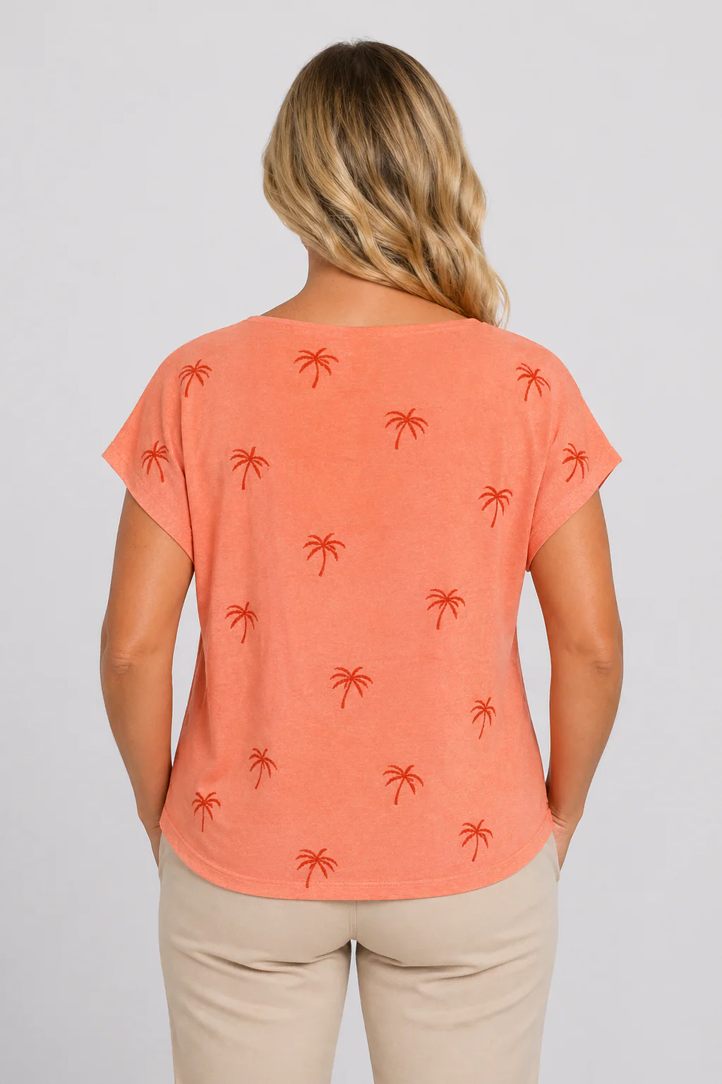 Sequin Palm Tree Tee CORAL - Image 2