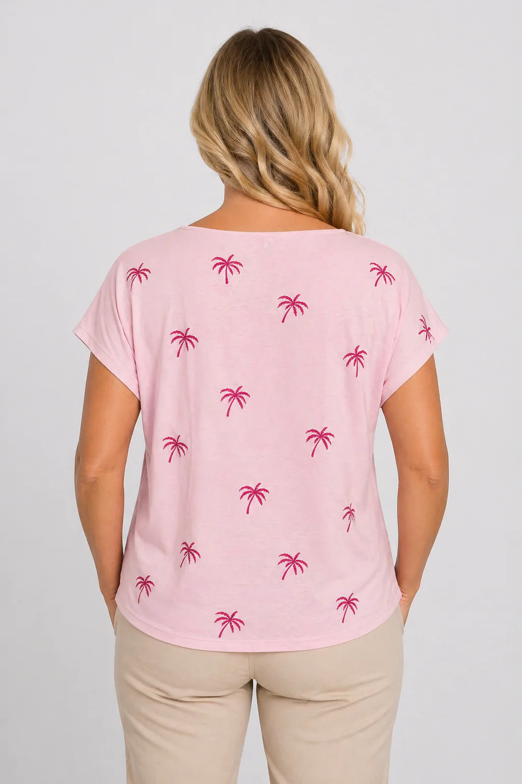 Sequin Palm Tree Tee PINK - Image 2