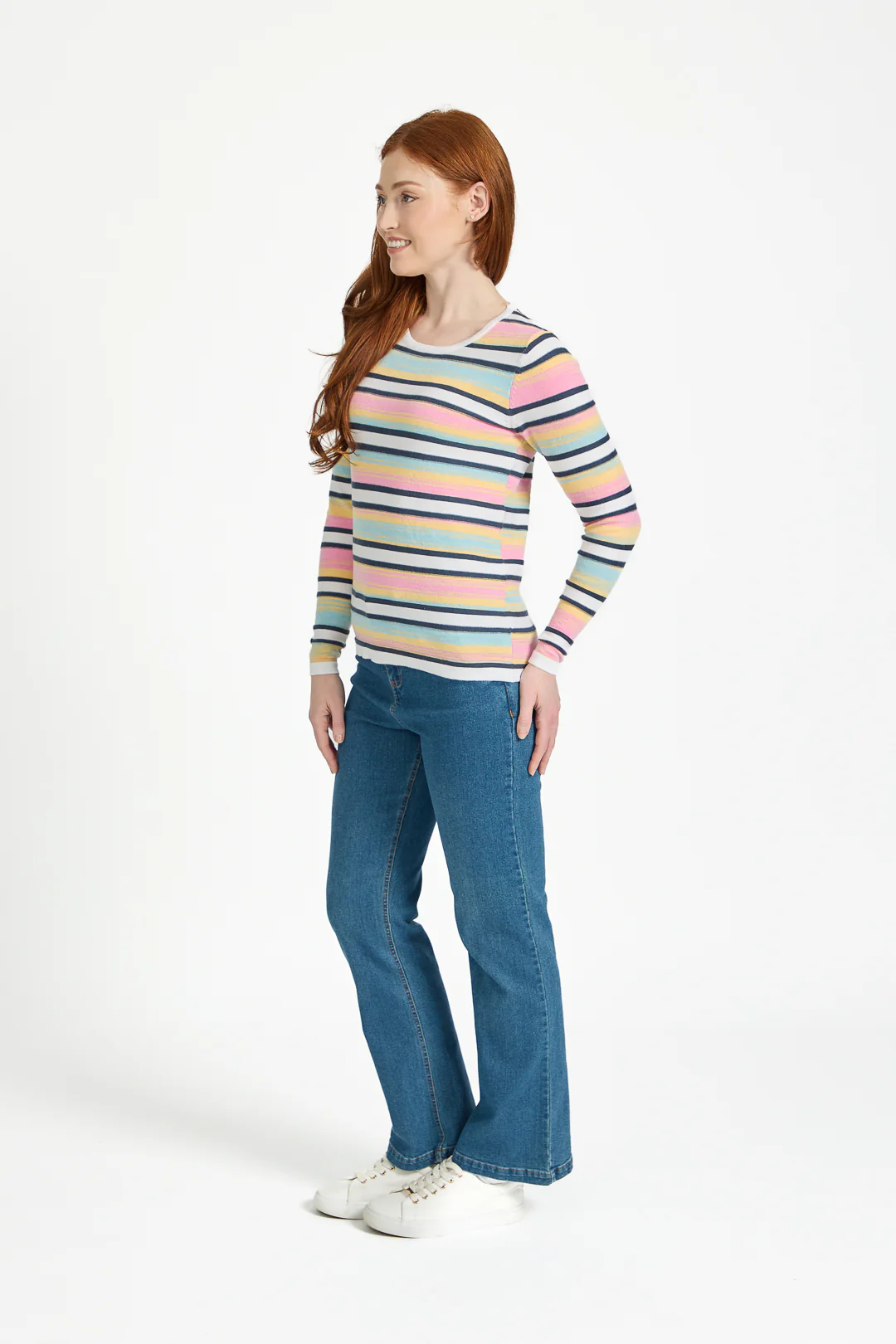 SPACE DYE STRIPE JUMPER PINK - Image 2